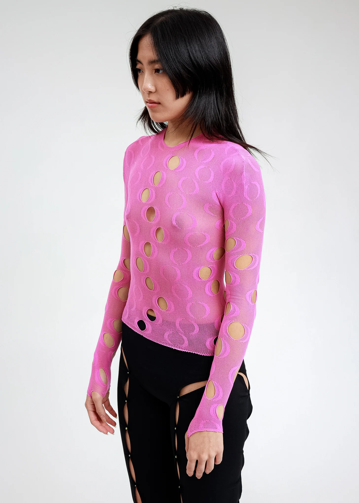 Fuschia Mesh Long Sleeve Top - Image 5