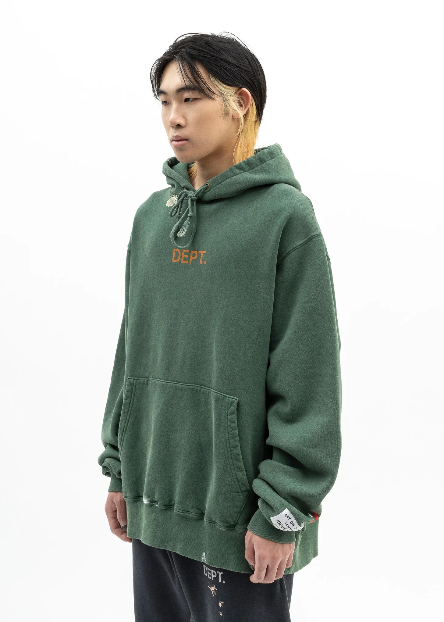 Gallery Dept Green Orange Paint Splatter Hoodie - Image 2