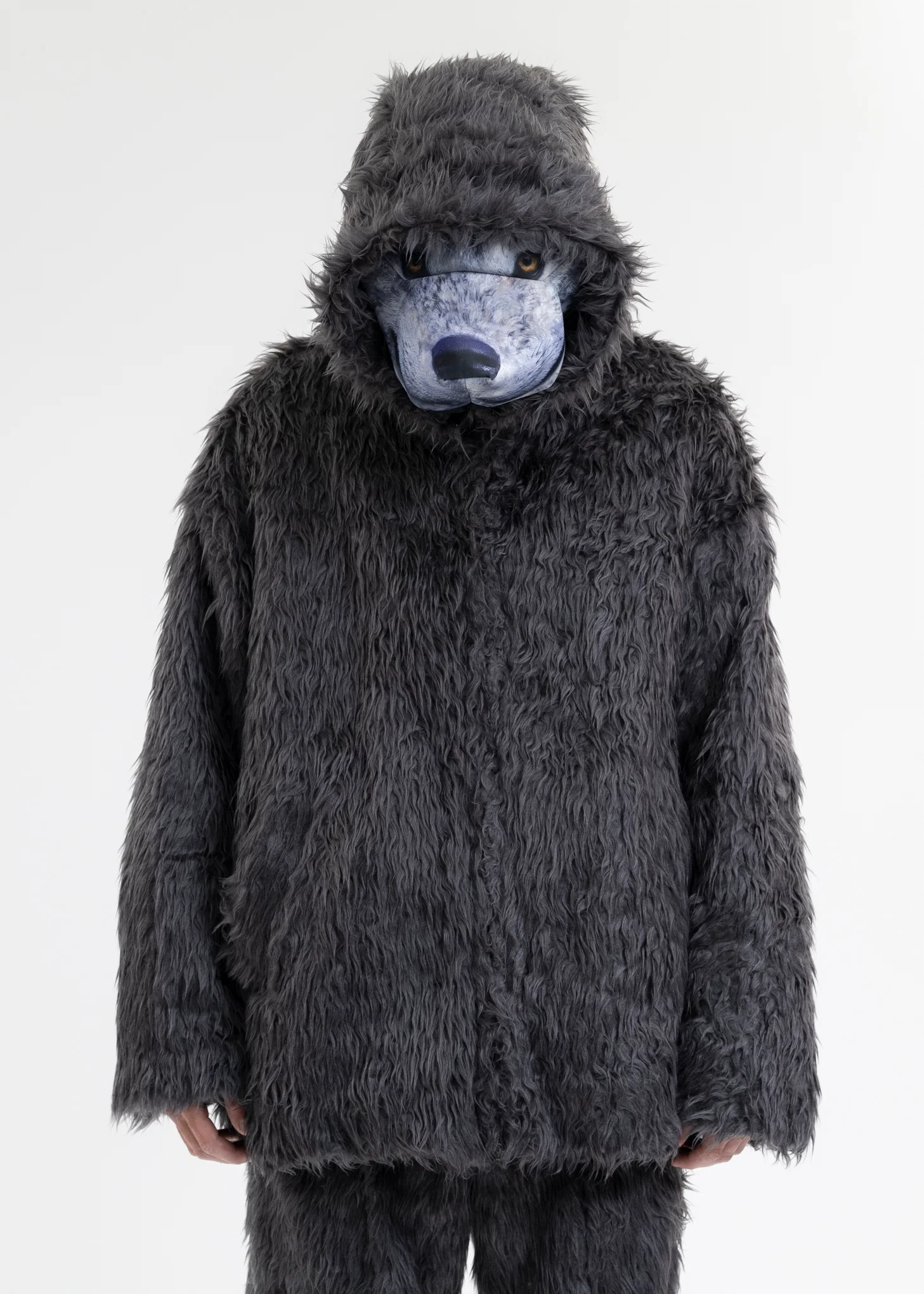 GREY ANIMAL TRIM FUR BLOUSON