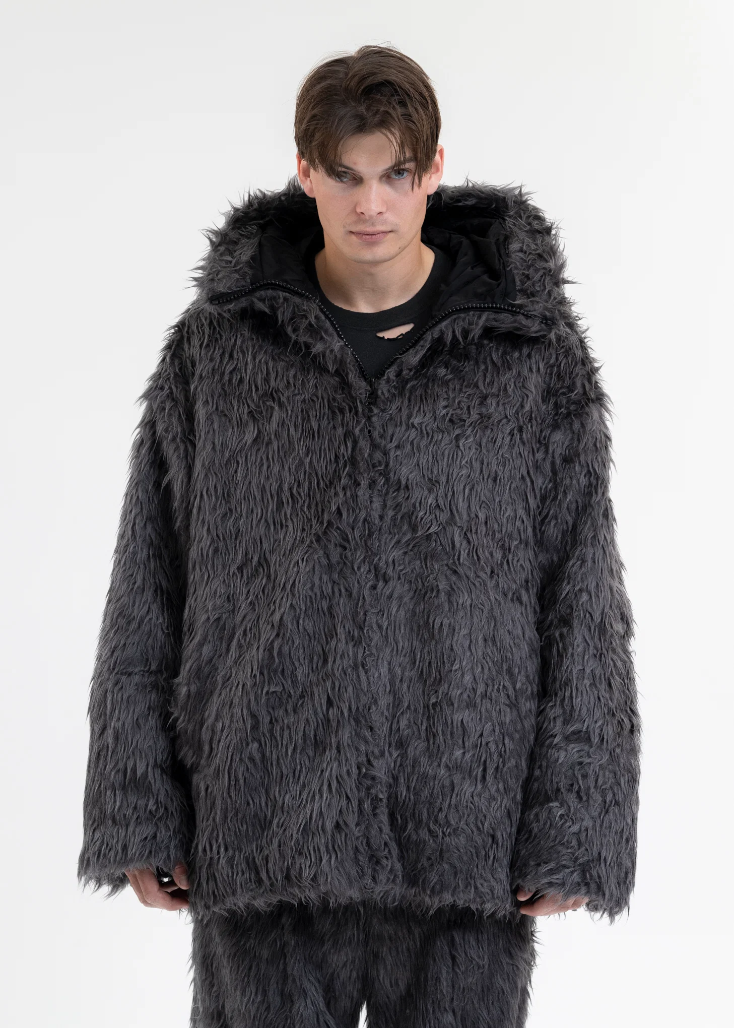 GREY ANIMAL TRIM FUR BLOUSON - Image 5