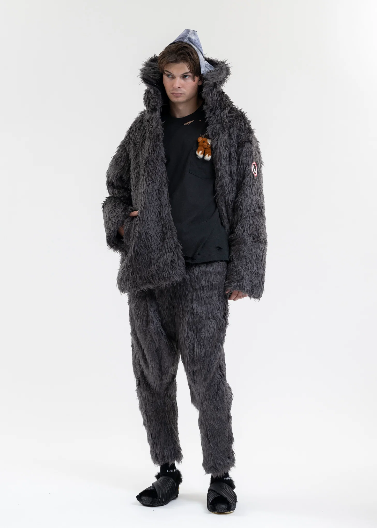 GREY ANIMAL TRIM FUR BLOUSON - Image 7