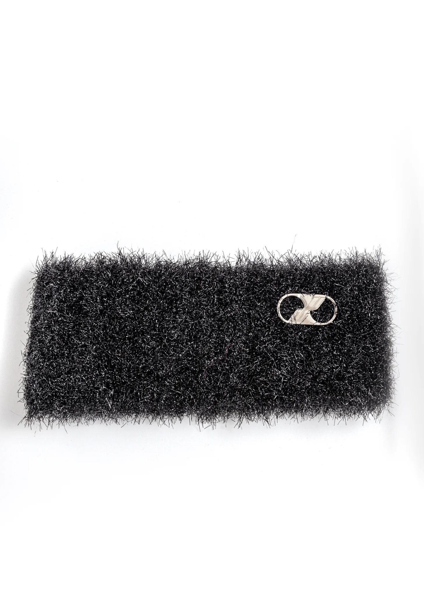 Glitter Black Embroidered Metal Logo Hairband