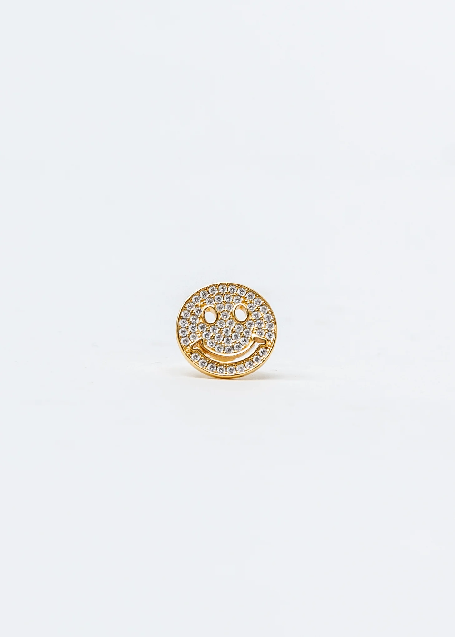 Gold And Rhinestone Smile Face Earring (Single)