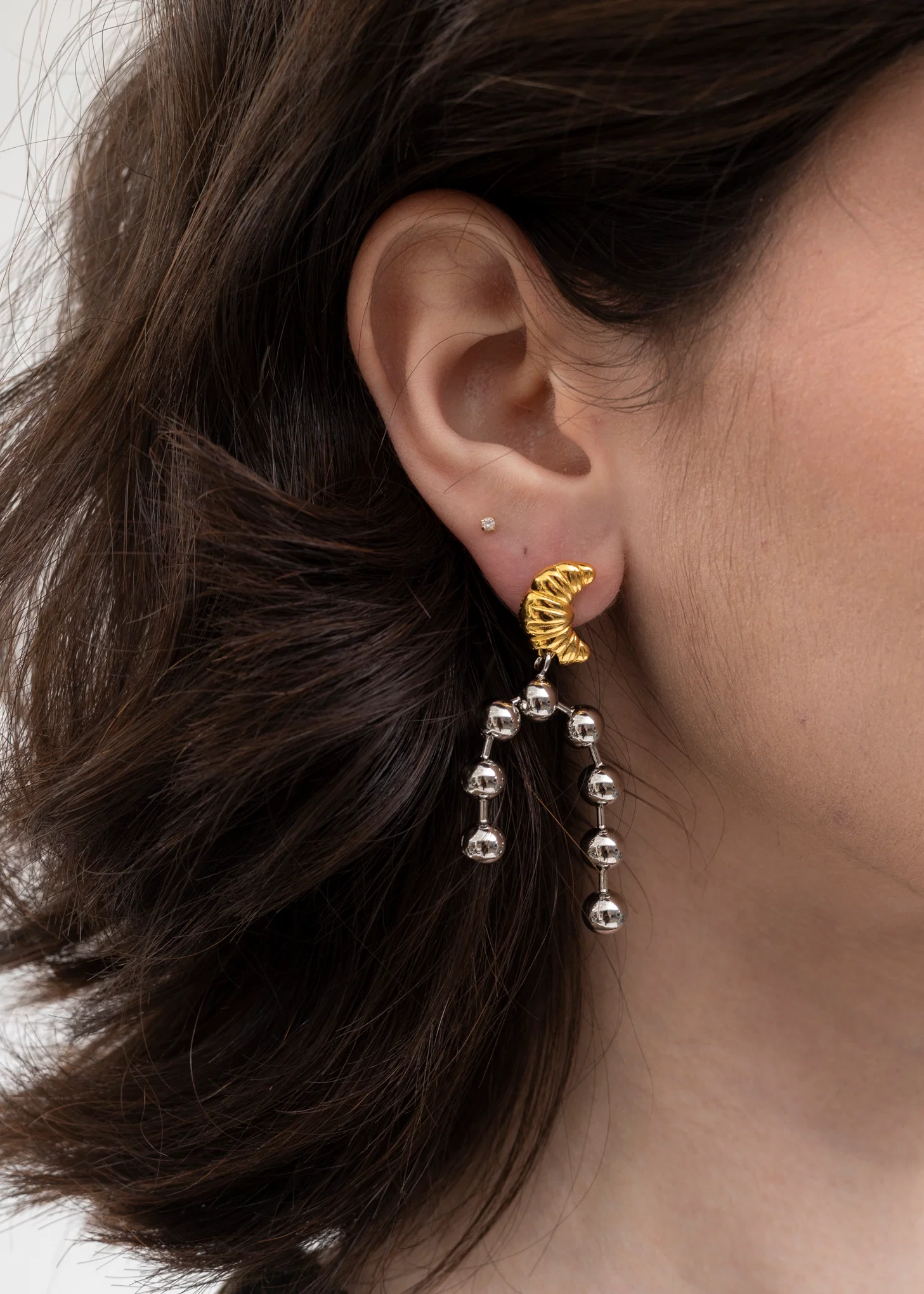 Gold And Silver Balls Earring -Single - Image 3