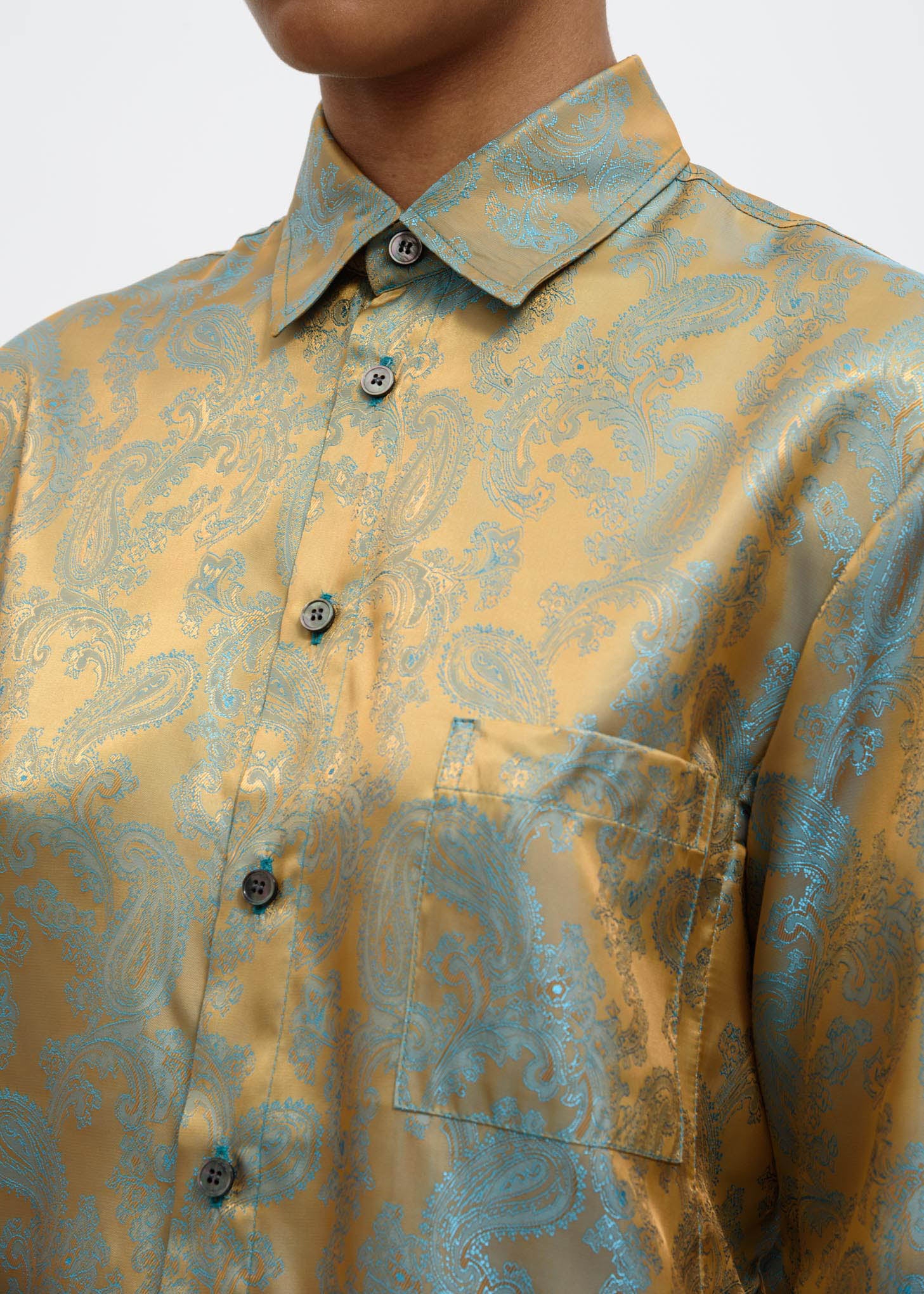 Gold and Turquoise Dieter Paisley Shirt - Image 4