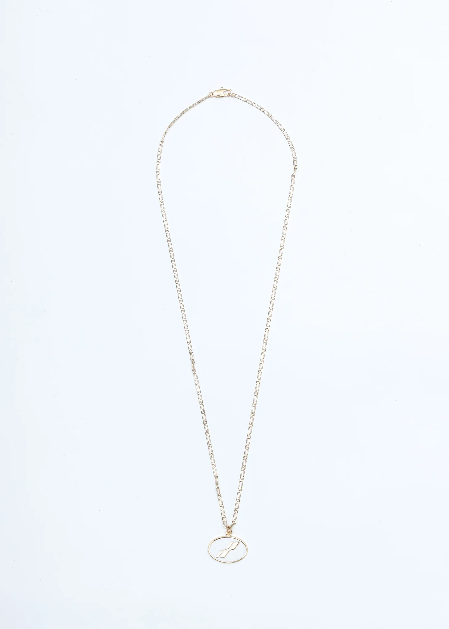 Gold and White Oval Logo Necklace