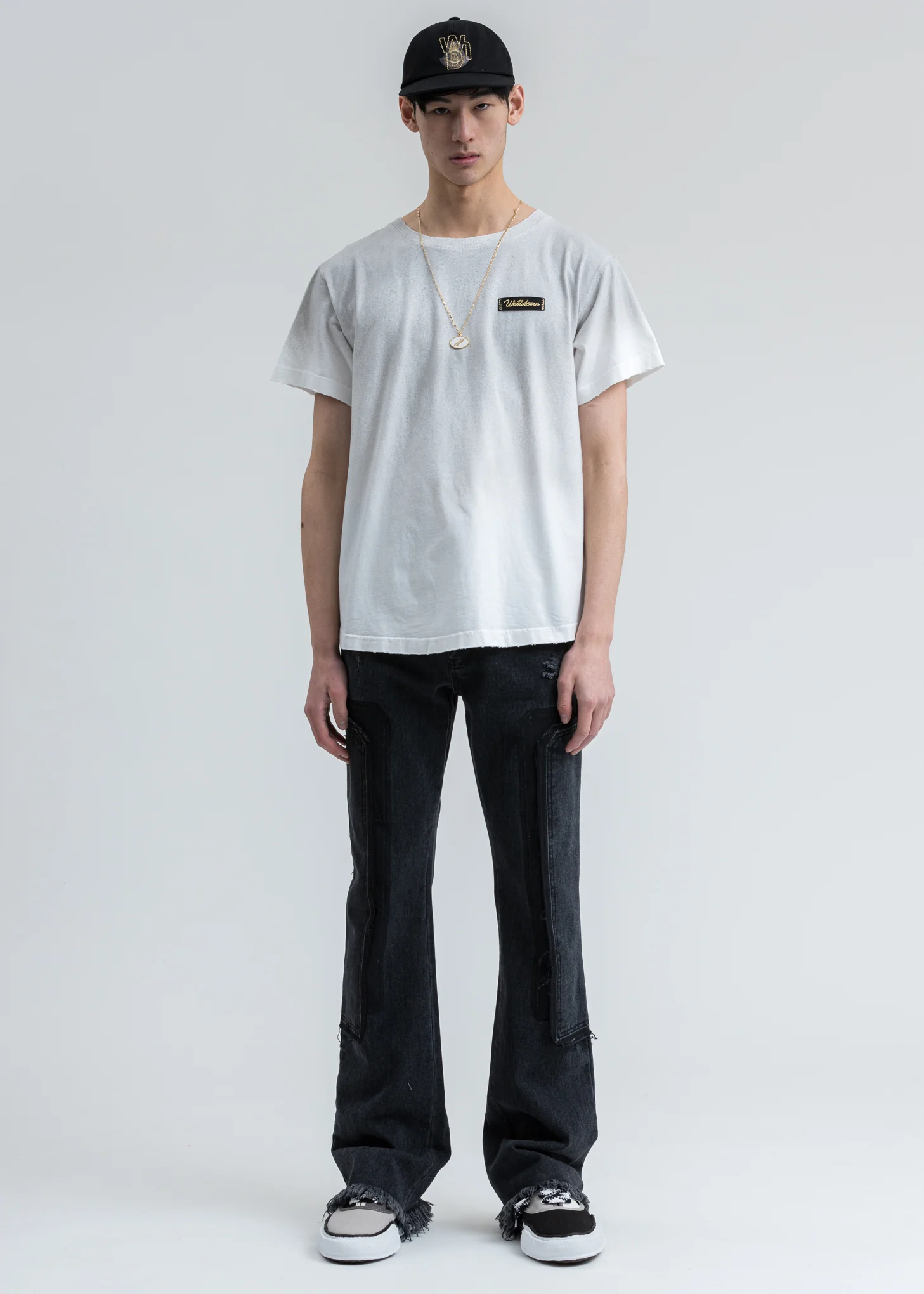 Gold and White Oval Logo Necklace - Image 5