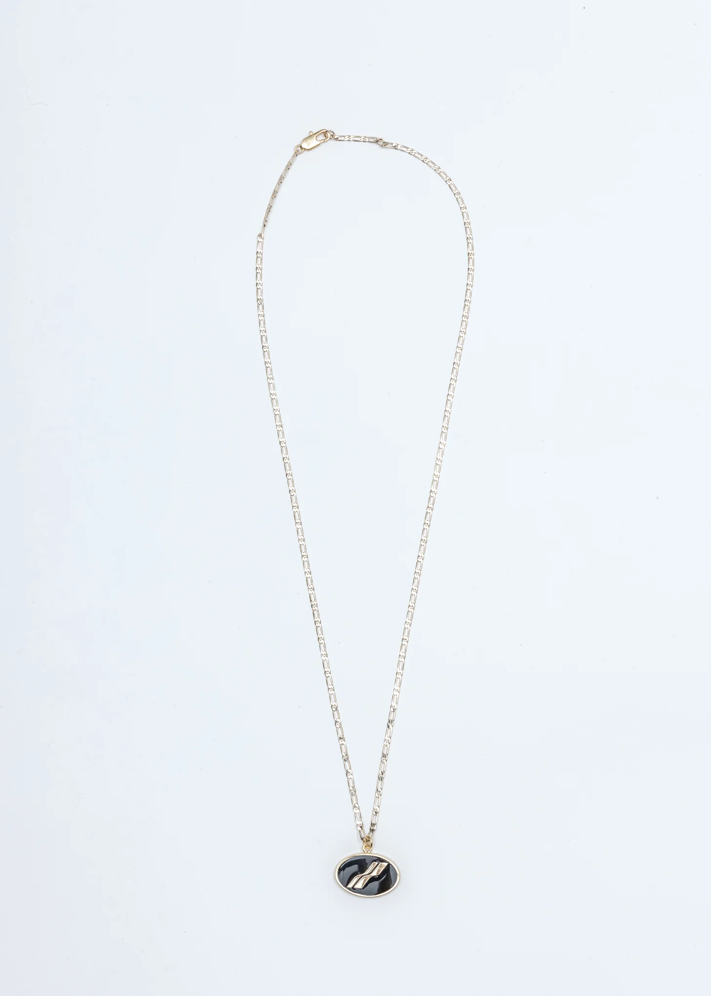 Gold and Black Oval Logo Necklace