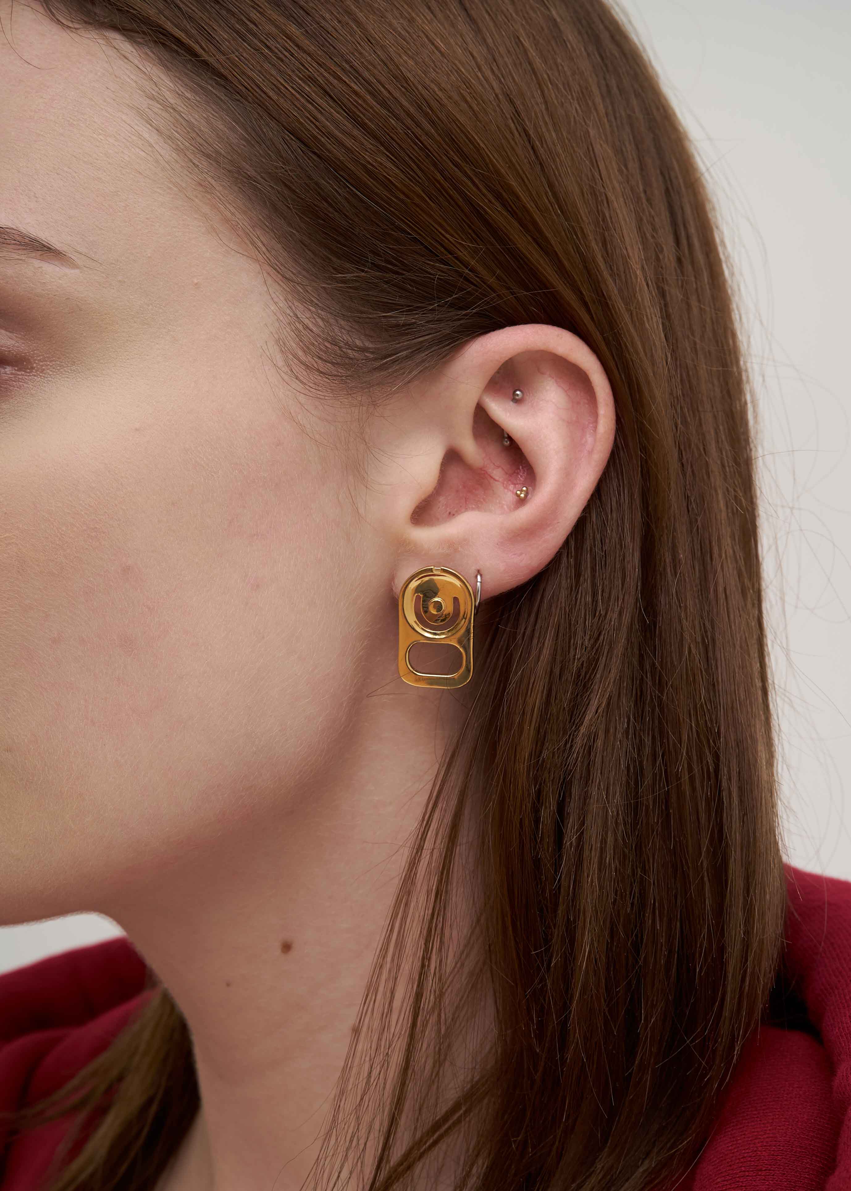Gold Can Tab Beads Earring