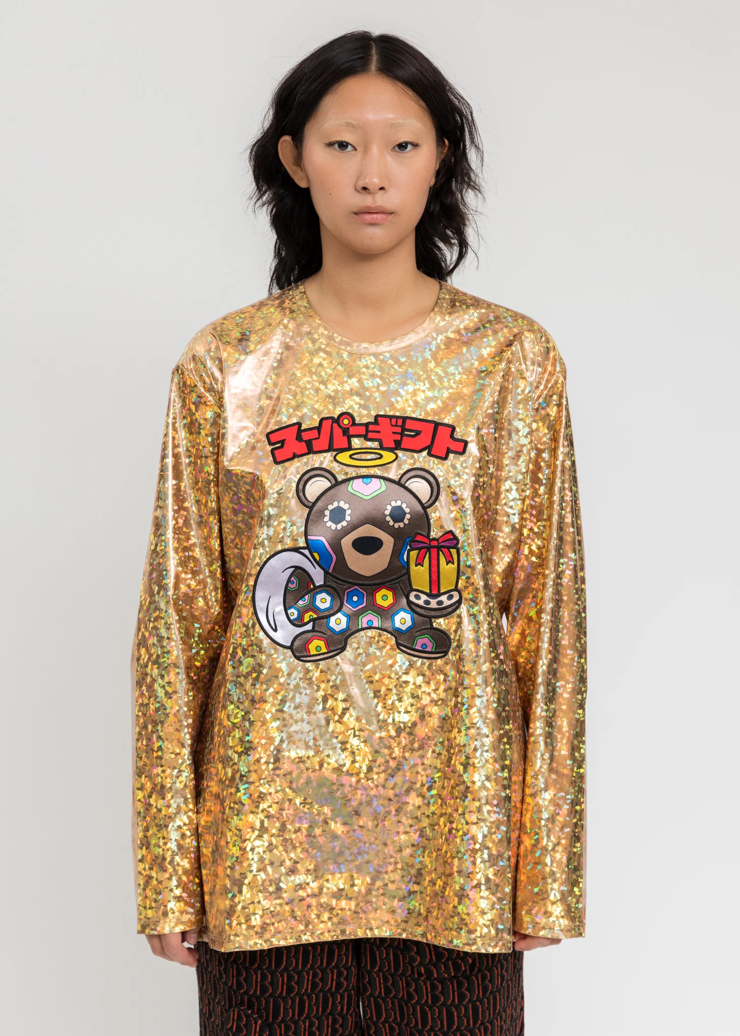 Gold Character Applique Foil Pullover