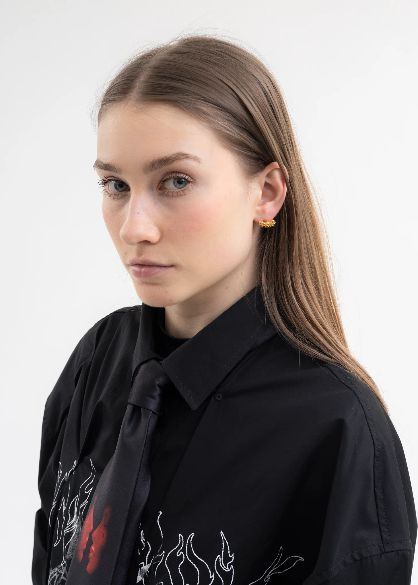 Gold Croissant Earring -Single - Image 4
