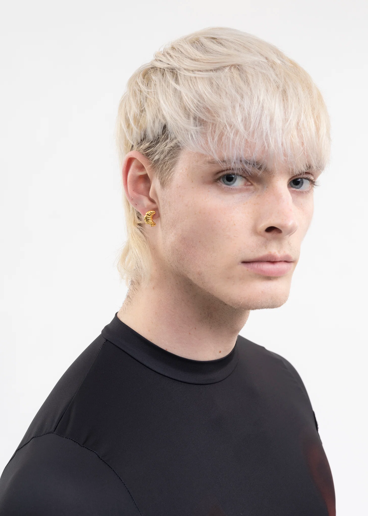 Gold Croissant Earring -Single - Image 2