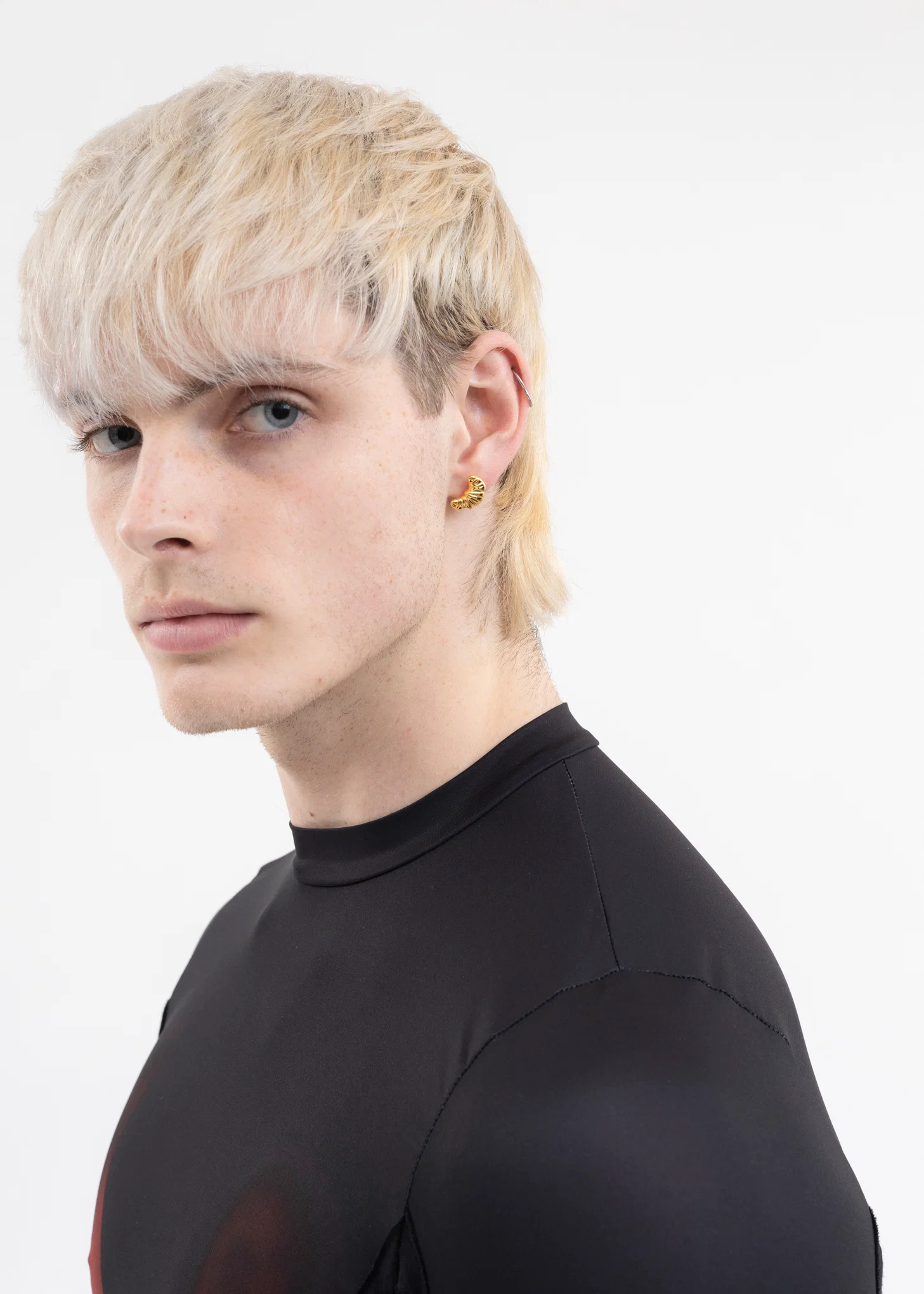 Gold Croissant Earring -Single - Image 3