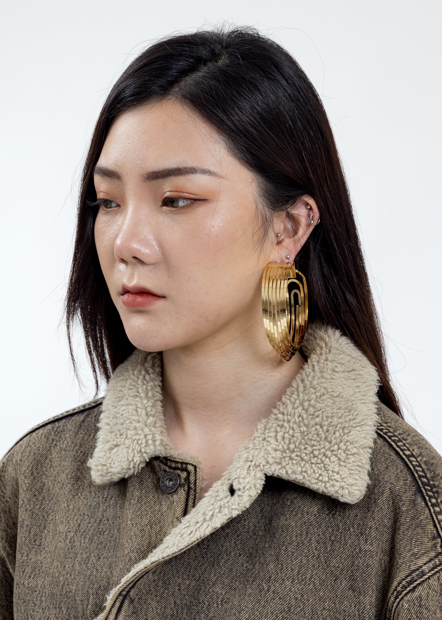Gold Deconstructed Hoop Earrings (Single) - Image 3