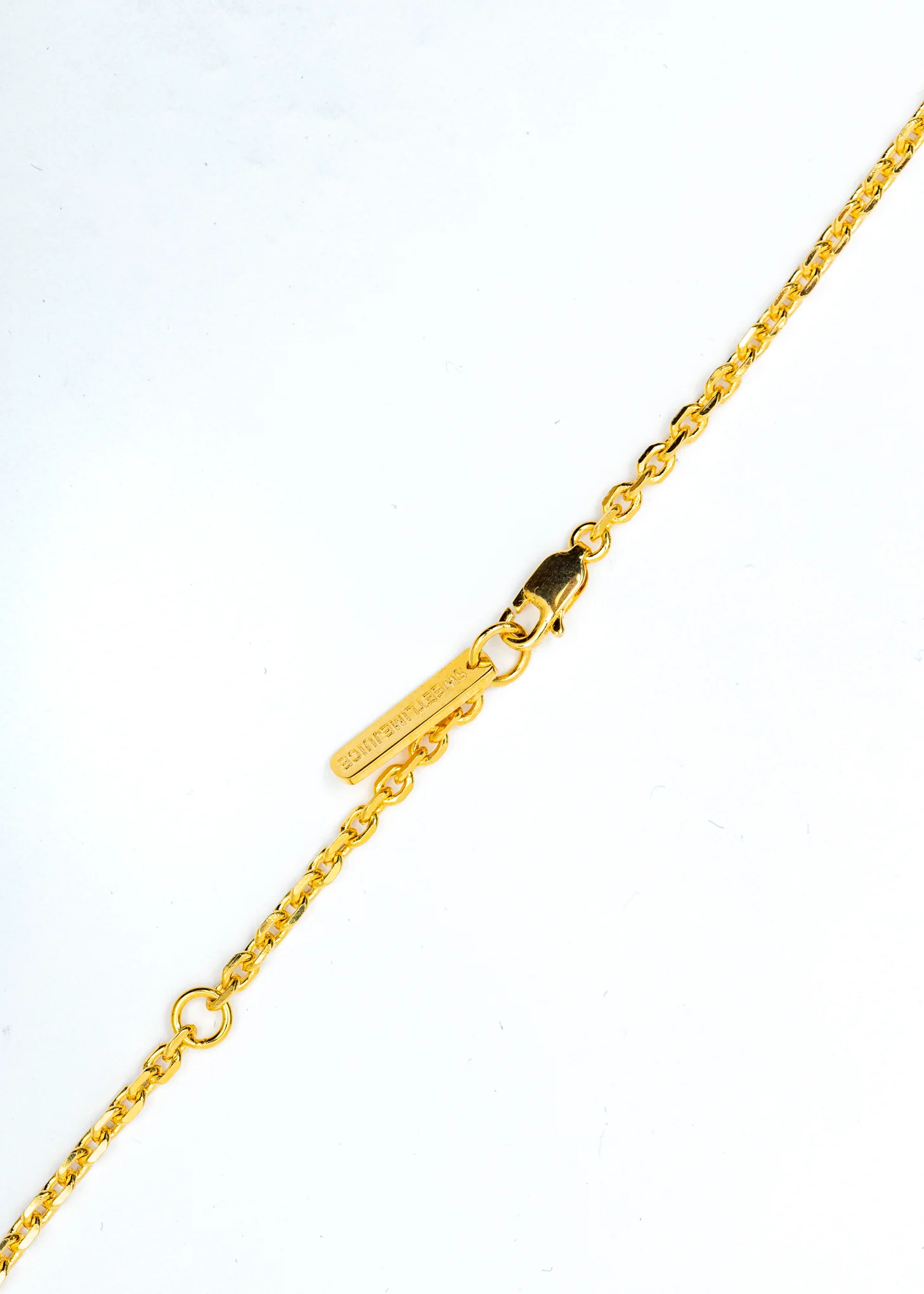 Gold Denim Oval Necklace (Amber Denim, Yellow Stone) - Image 4
