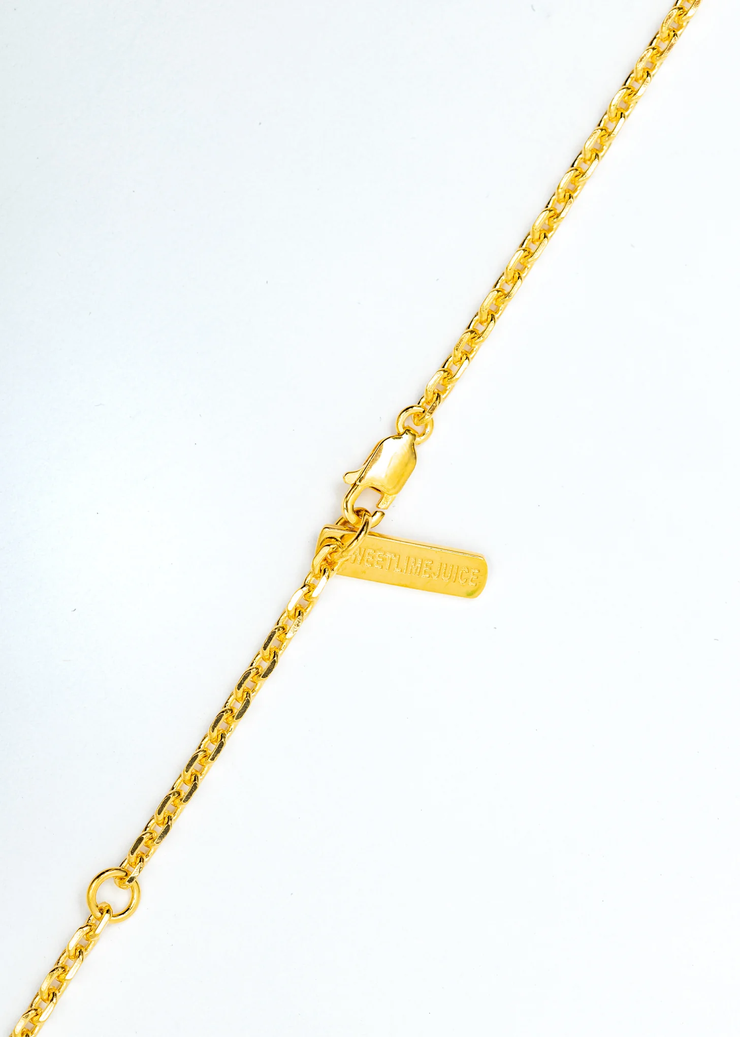 Gold Denim Oval Necklace (White Denim, Clear Stone) - Image 4