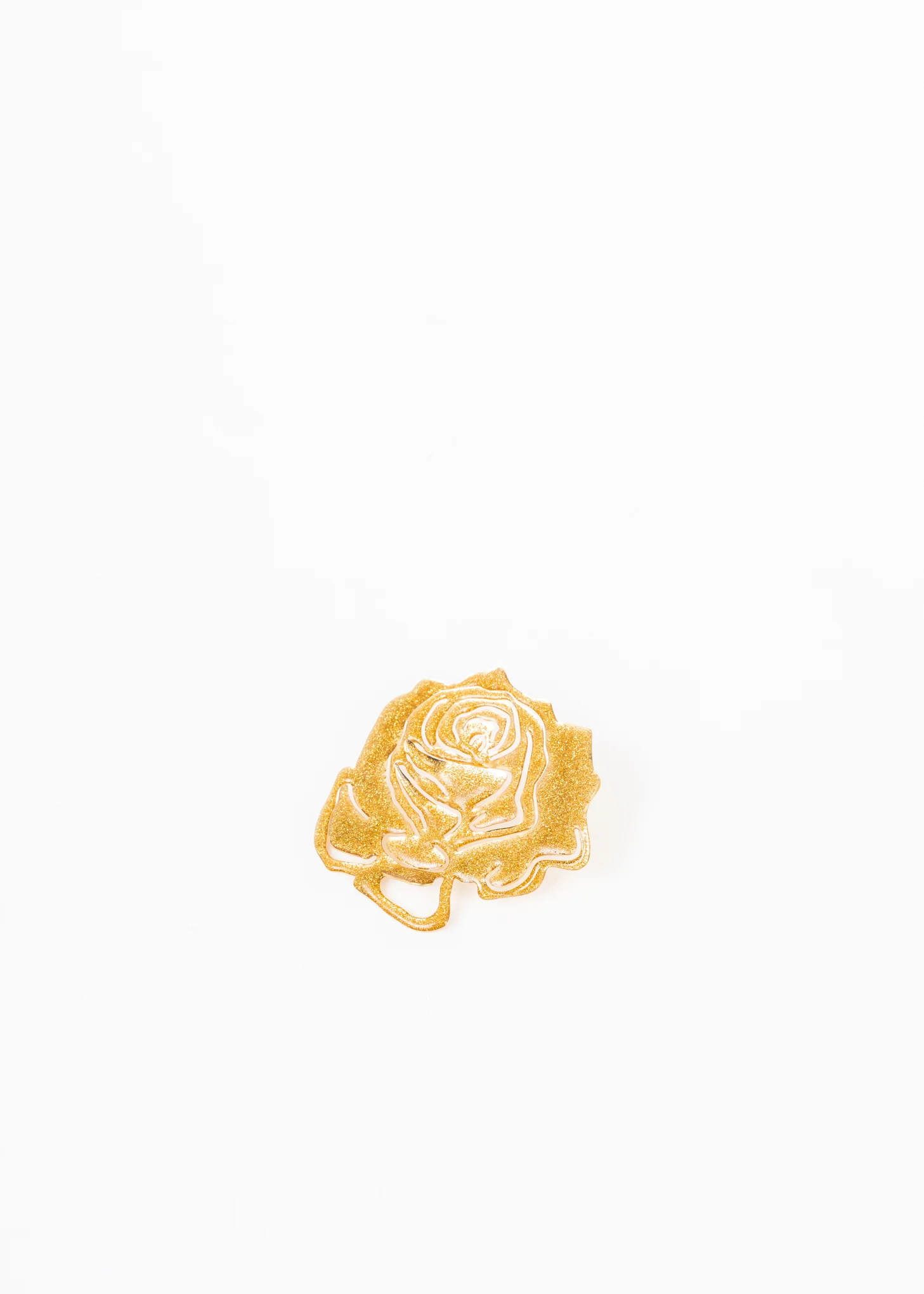 GOLD / GOLD GLITTER ROSE STUD EARRING - Single - Image 7