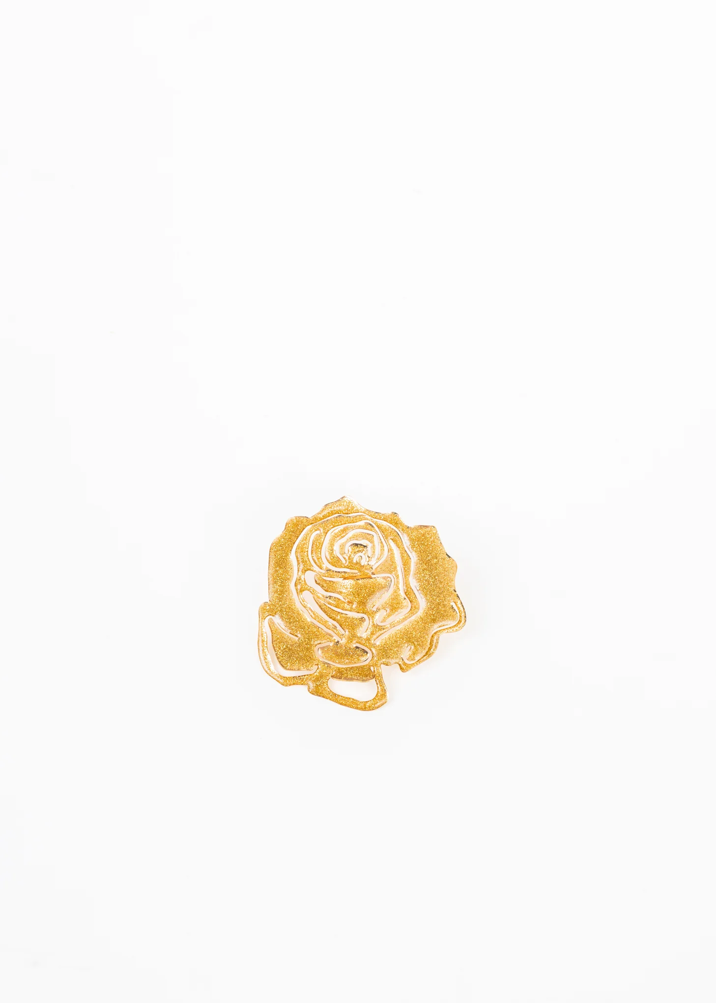 GOLD / GOLD GLITTER ROSE STUD EARRING - Single