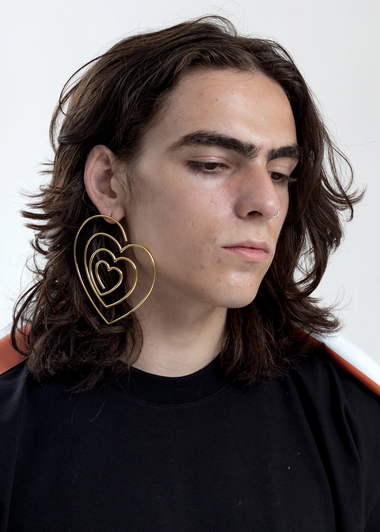 Gold Heart Hoop Upside Down Earring (Single) - Image 2