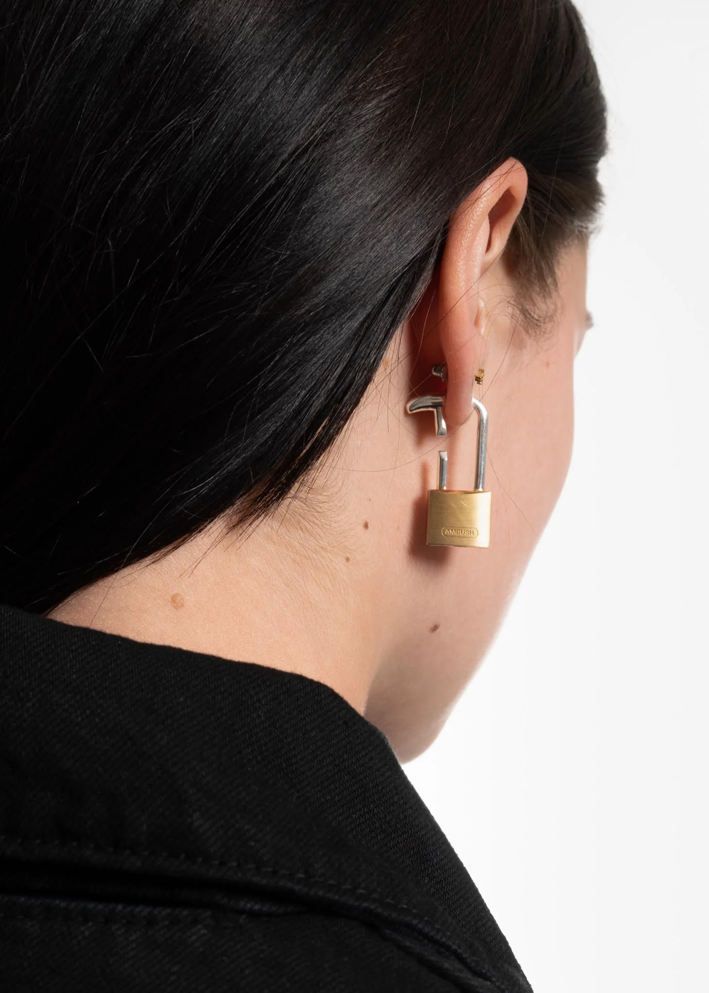 Gold Hues Padlock Earring - Image 2