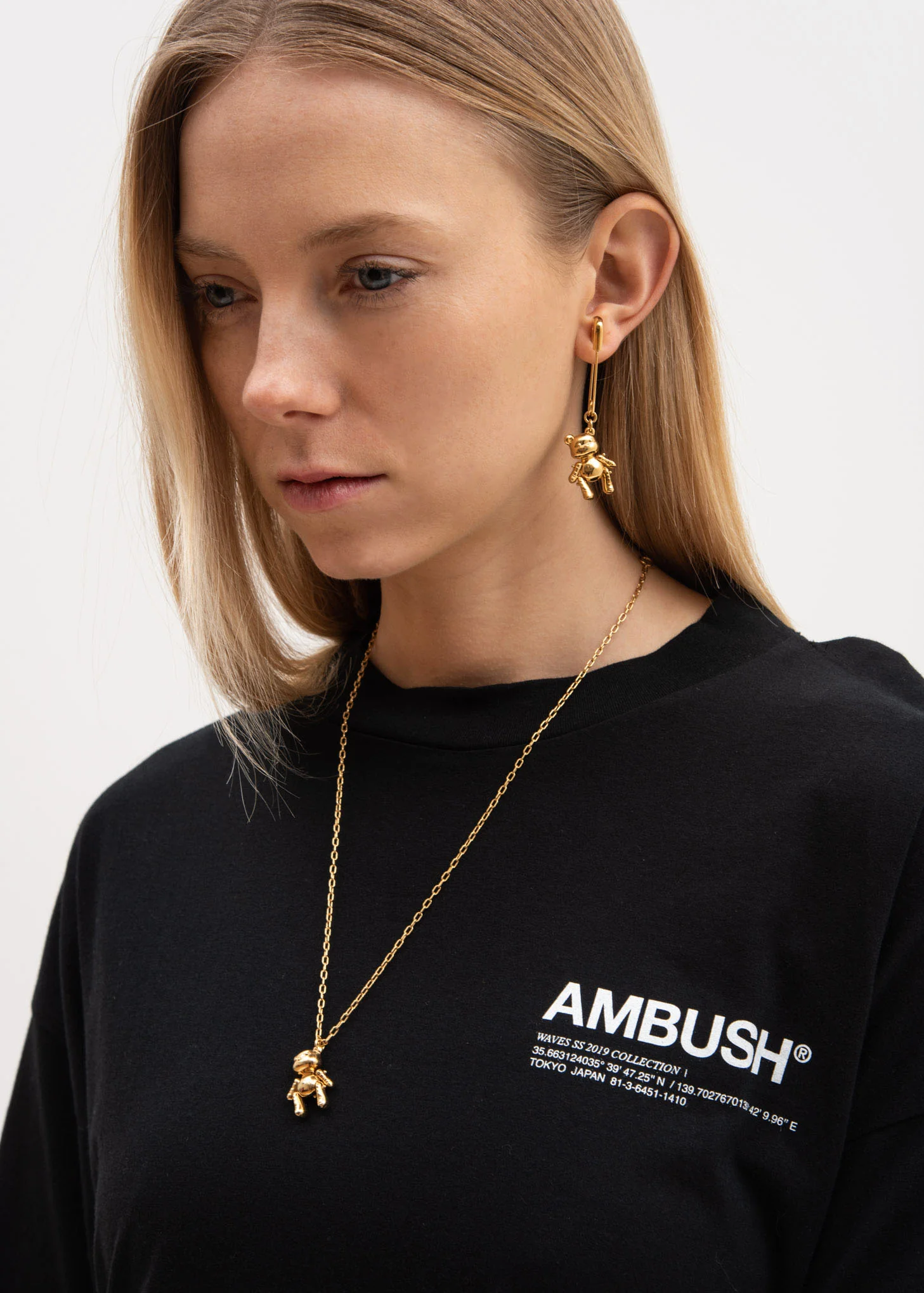 Gold Inflatable Teddy Bear Earring - Image 3