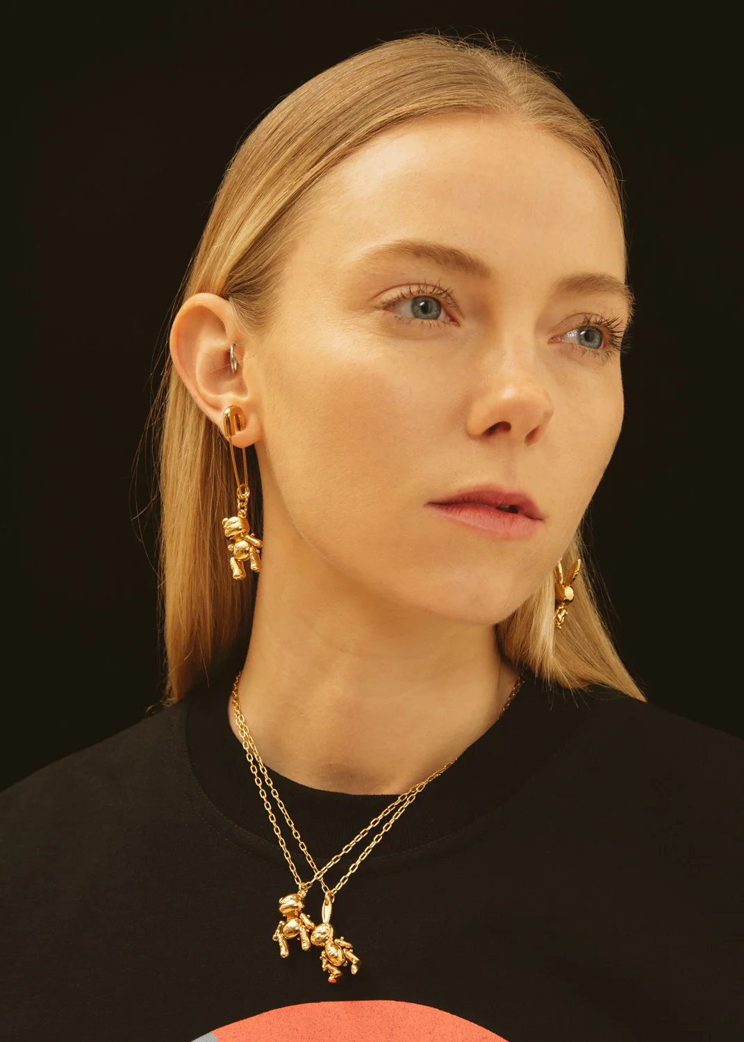 Gold Inflatable Teddy Bear Earring - Image 4
