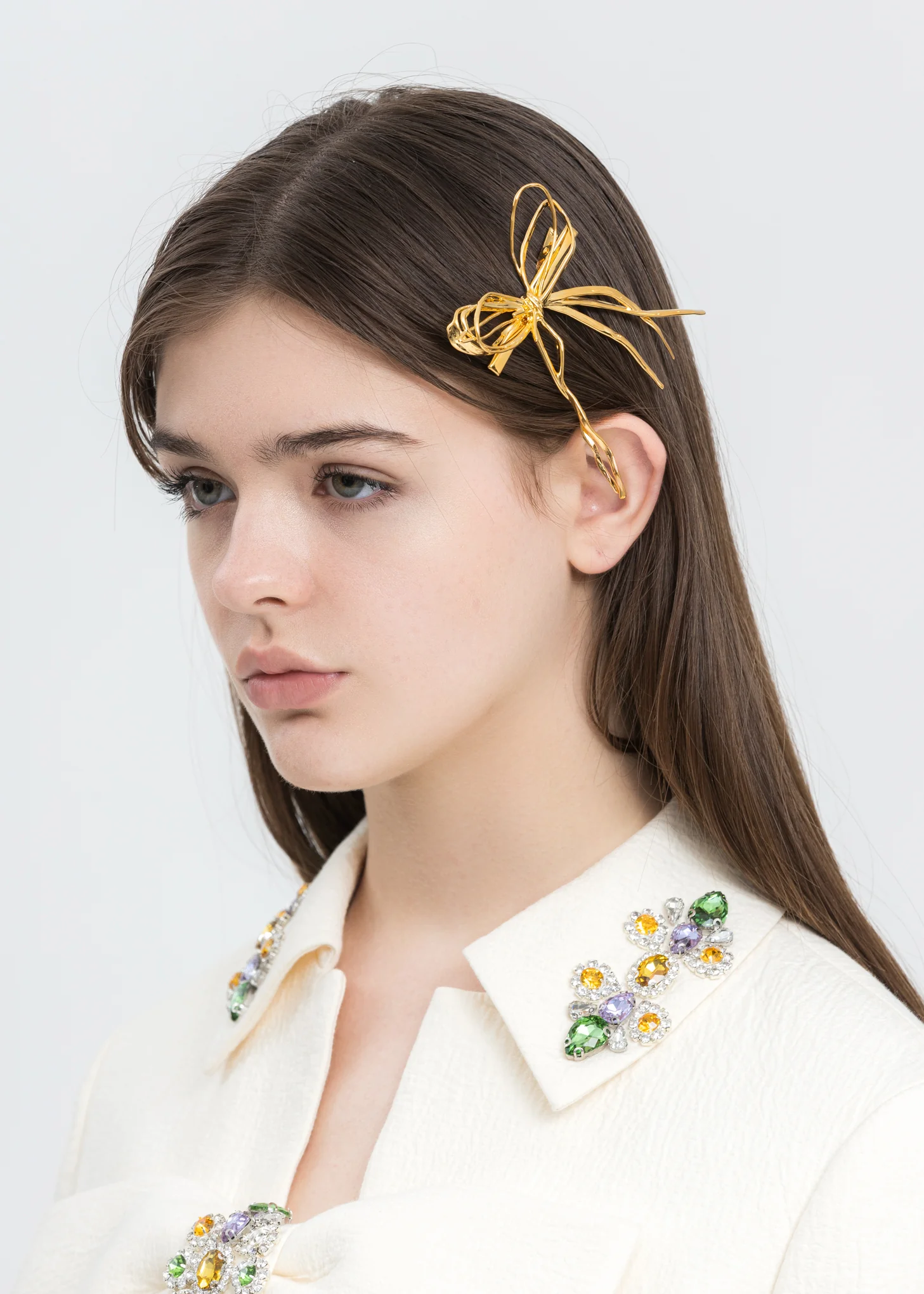 Gold Large Straw Bow Hairpin - Image 2