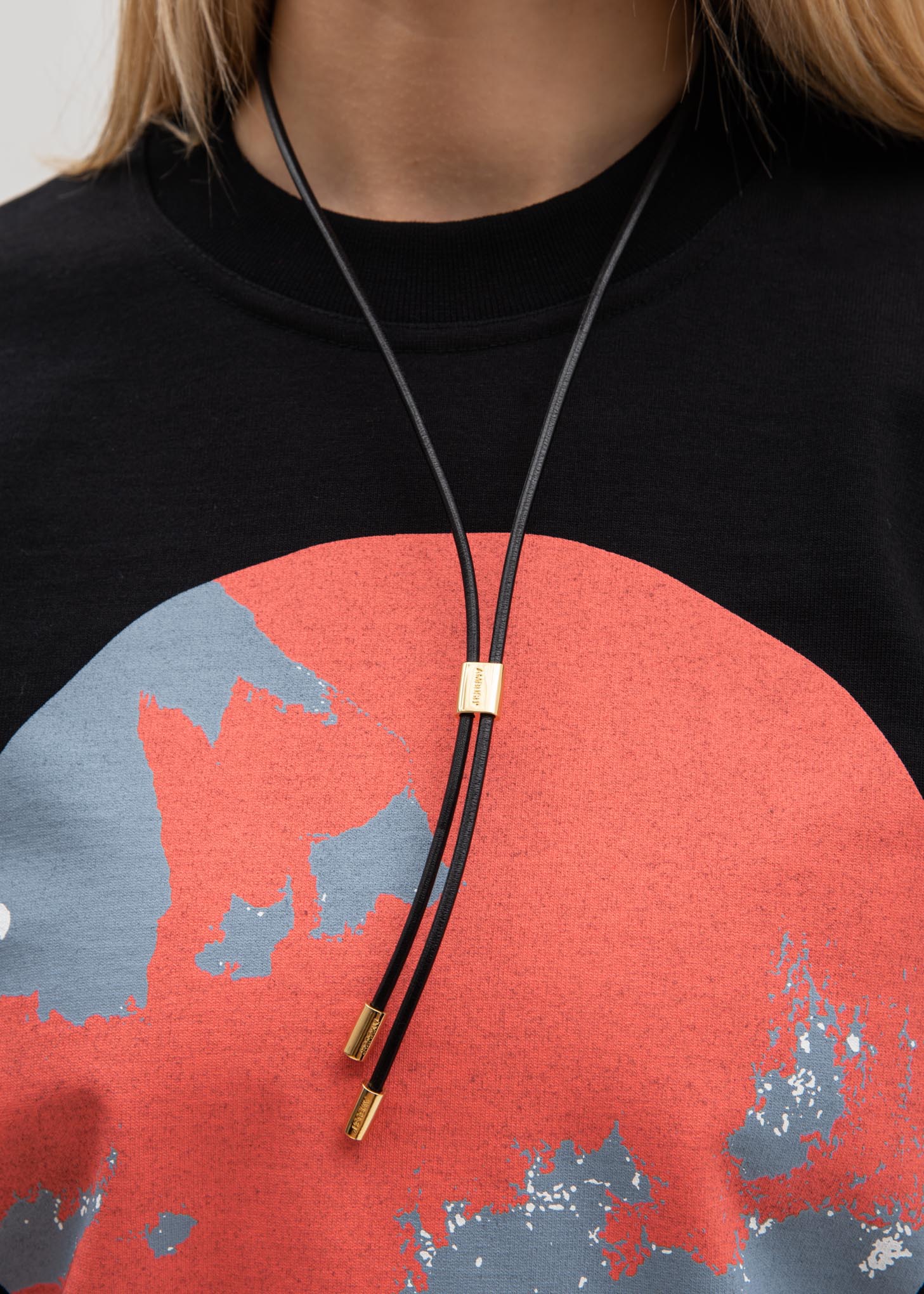 Gold Leather Strap Necklace (M) - Image 3