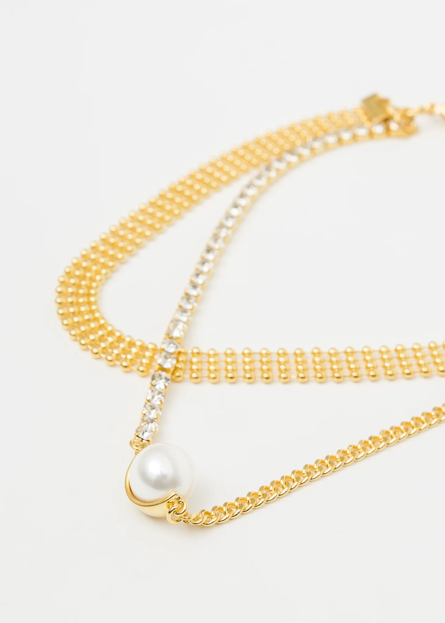Gold Mix Chains Necklace With Pearl (XINGQING) - Image 5