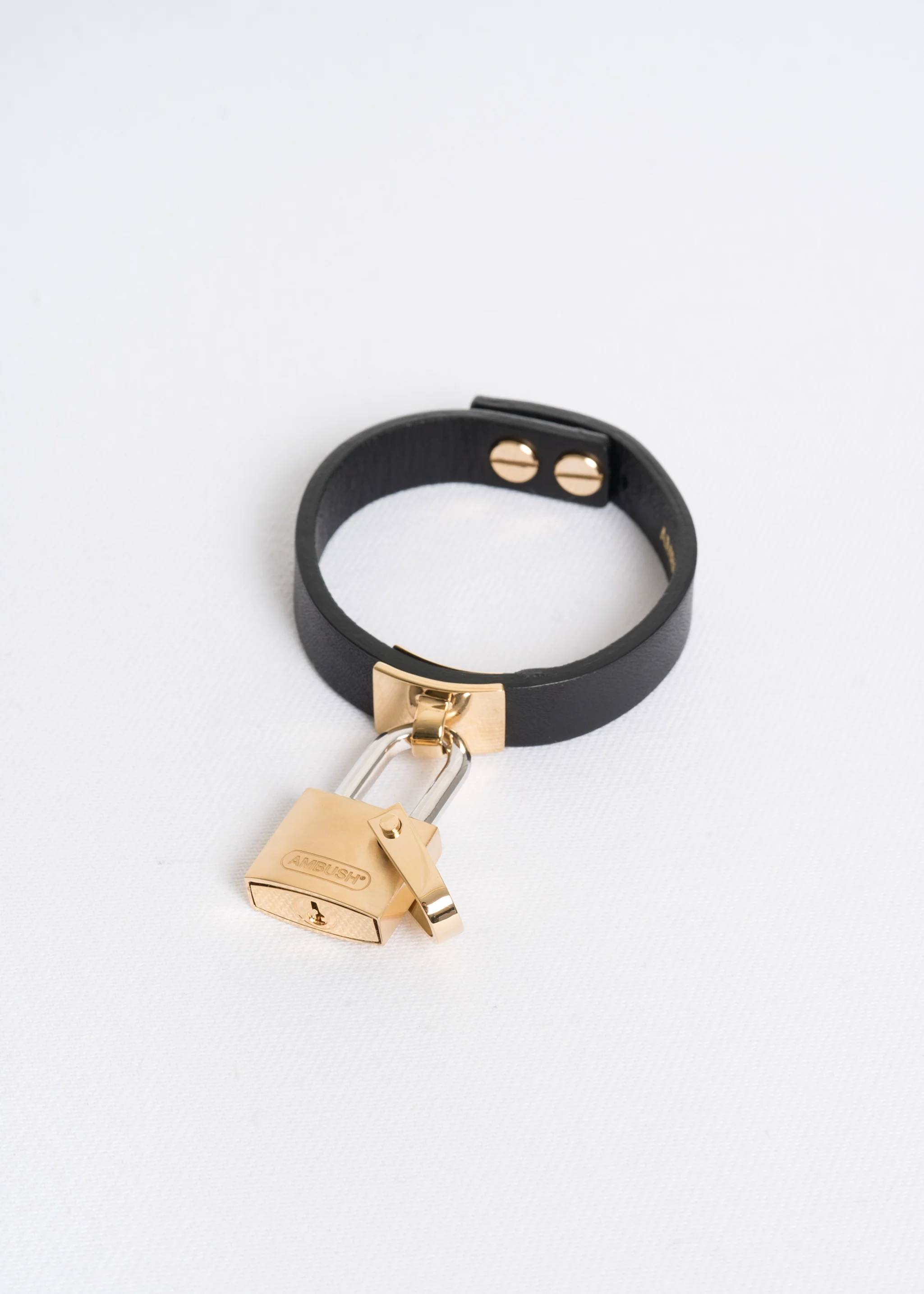 Gold Padlock Leather Bracelet