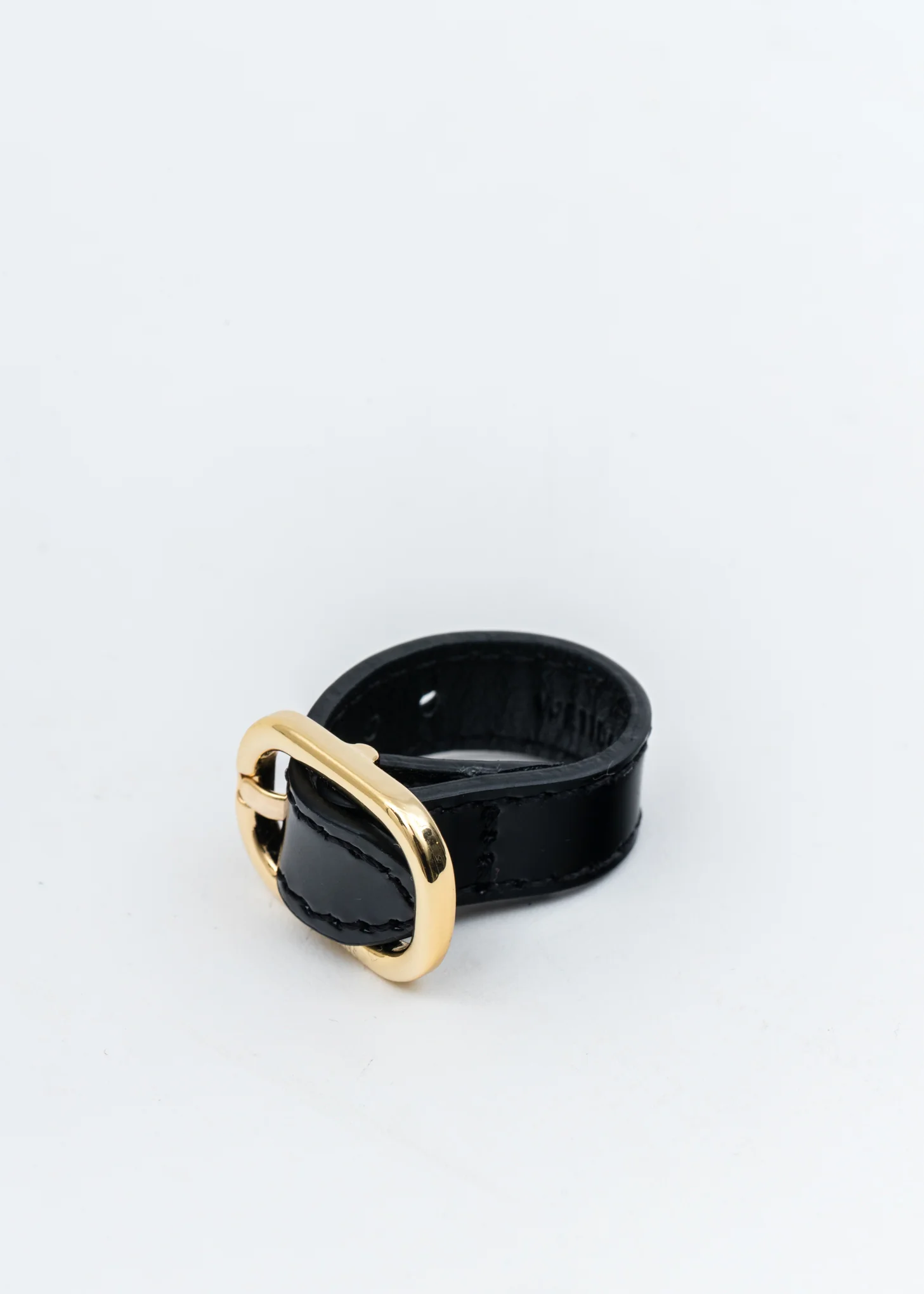 Gold Patent Mini Logo Buckle Ring - Image 3