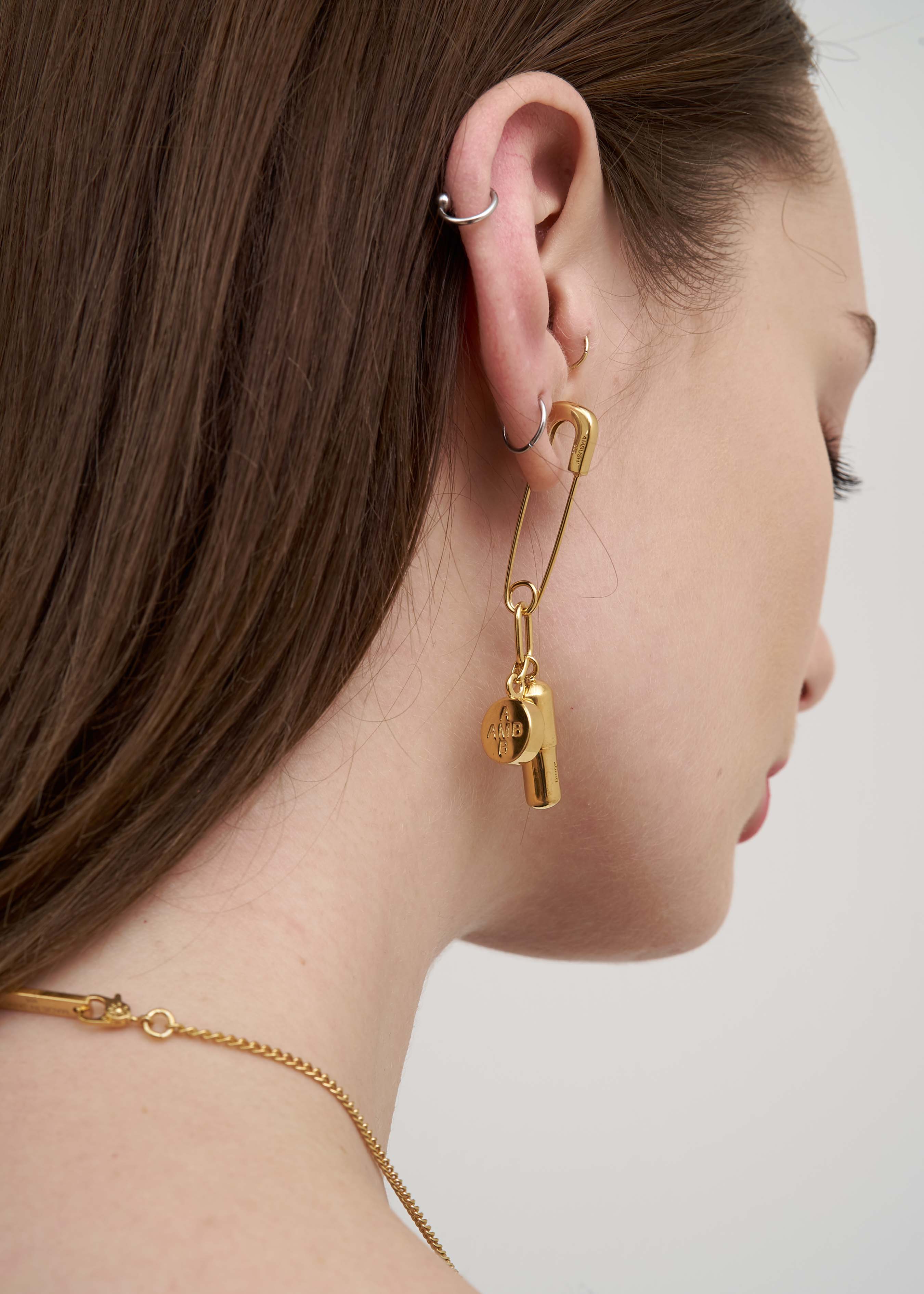 Gold Pill Charm Earring - Image 3