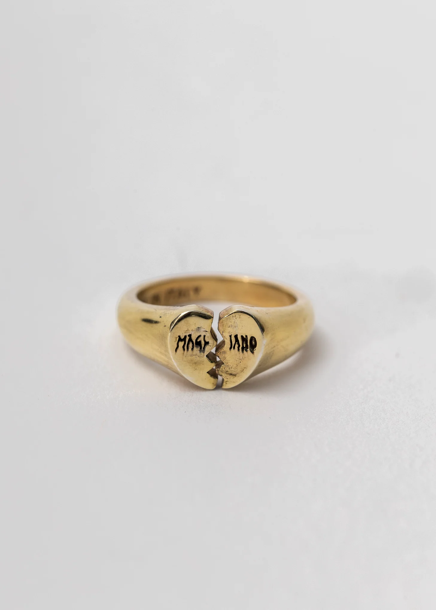 GOLD PLATED 925 SILVER MICRO BROKEN HEART RING