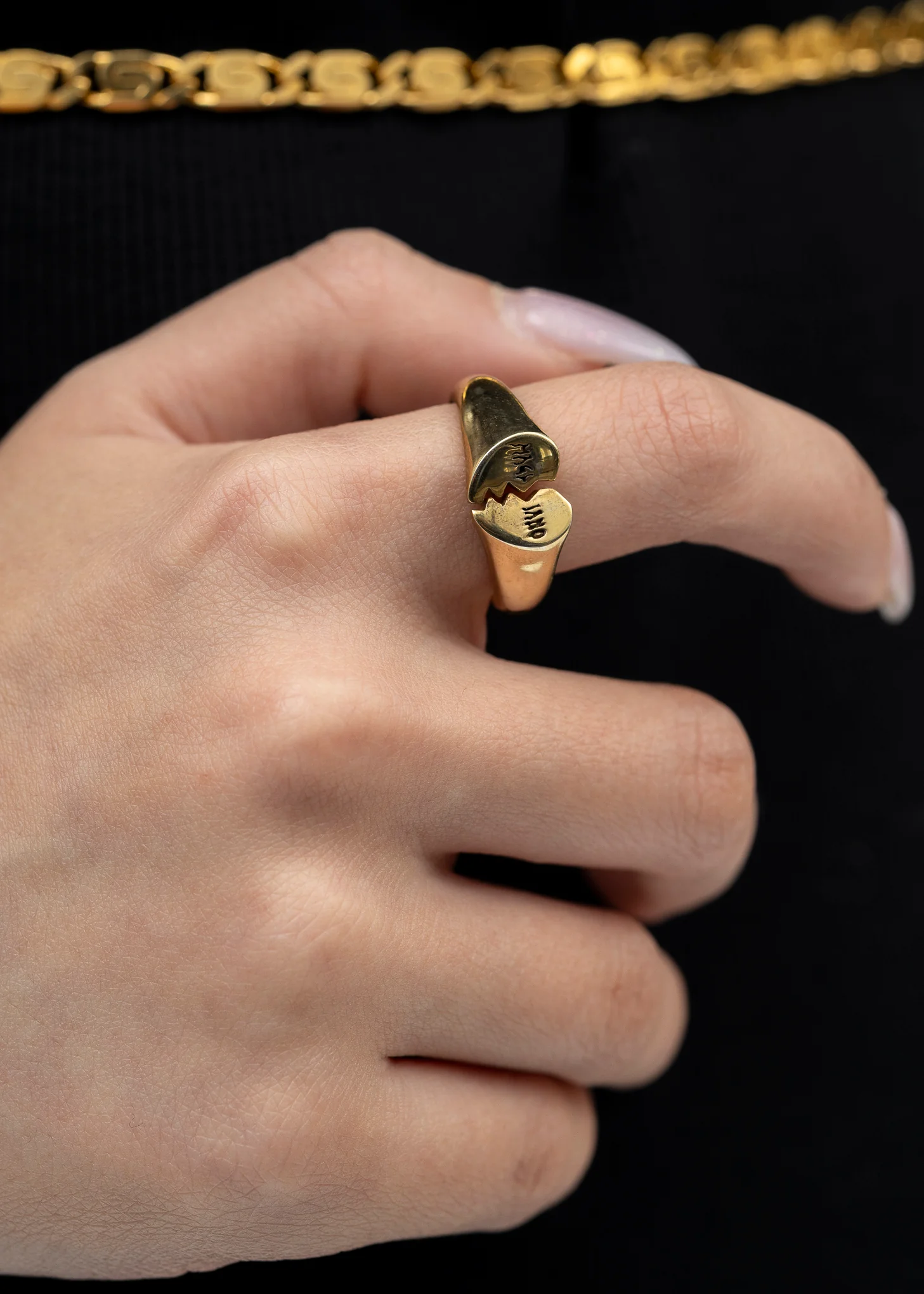 GOLD PLATED 925 SILVER MICRO BROKEN HEART RING - Image 5