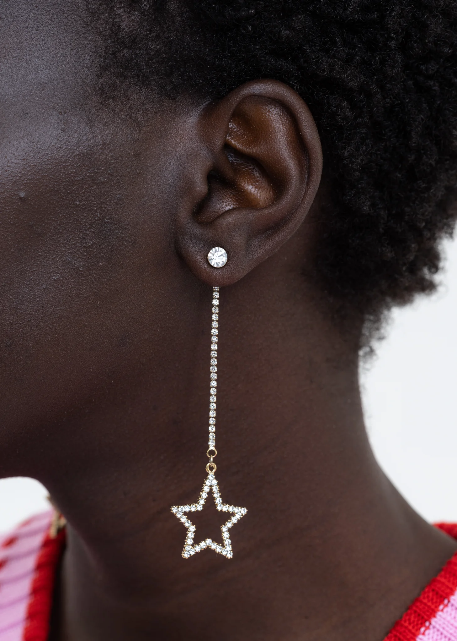 Gold Rhinestone Star Earring - Single - Image 3