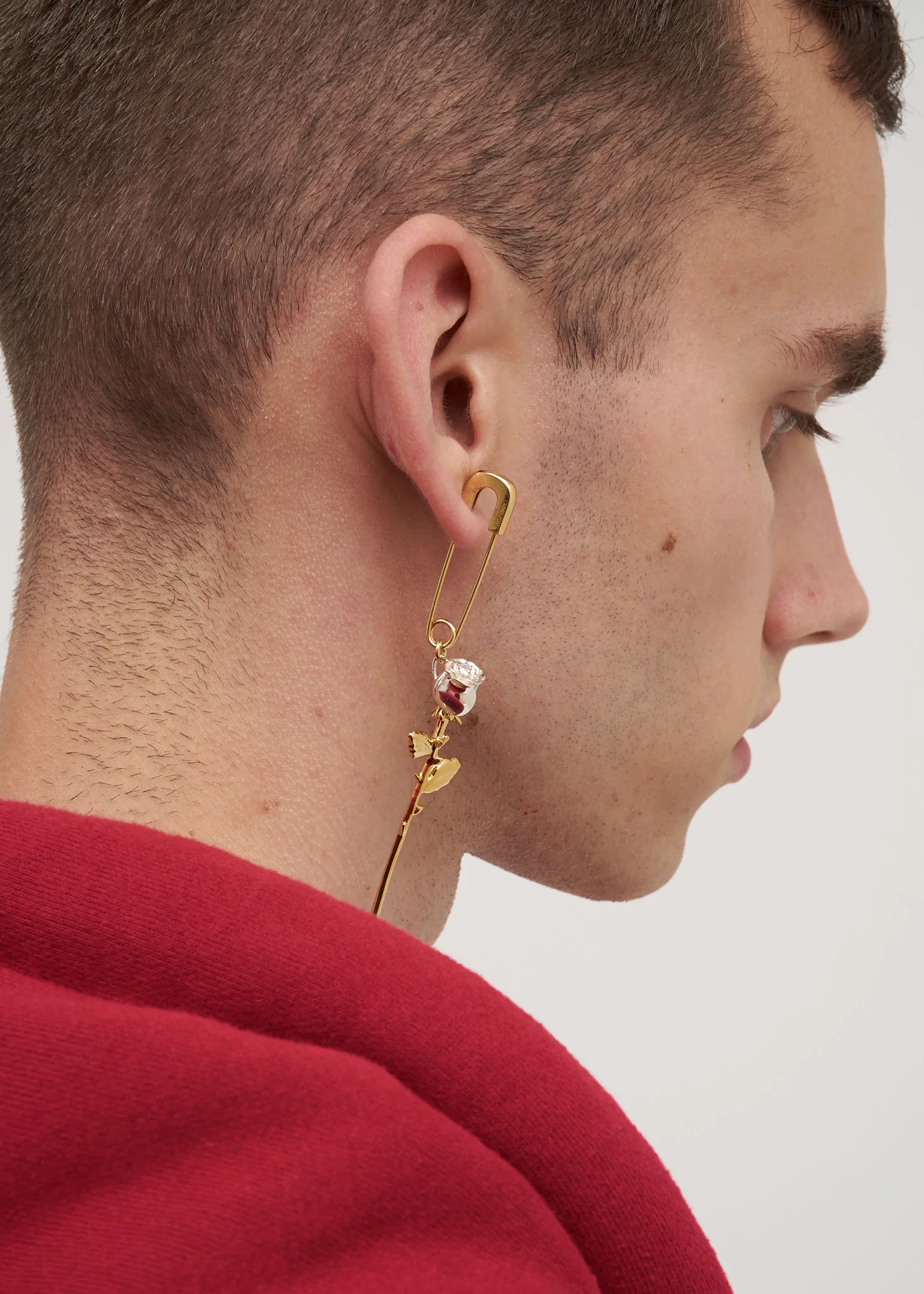 Gold Rose Charm Earring - Image 3