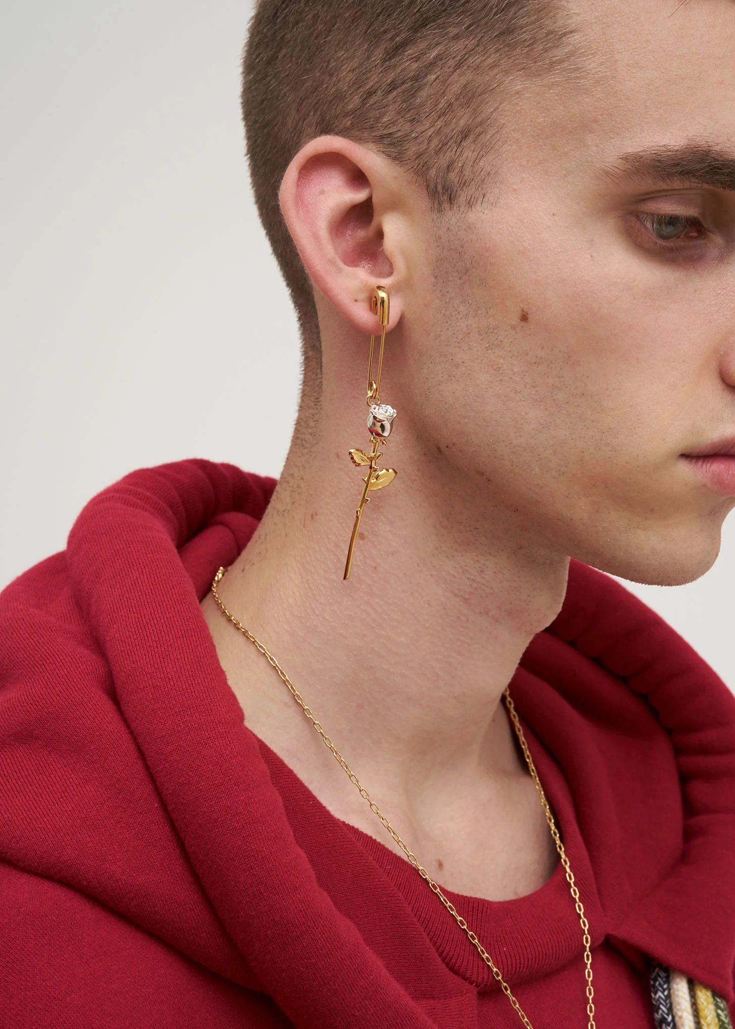 Gold Rose Charm Earring - Image 4