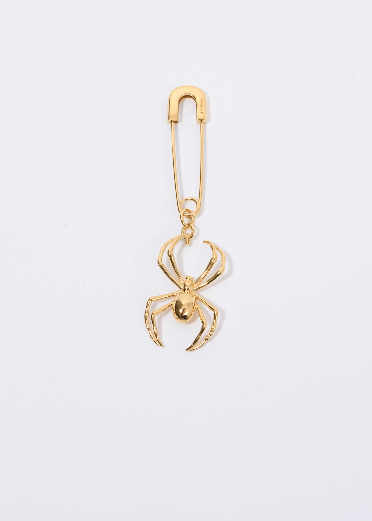 Gold Spider Safety Pin Single Earring