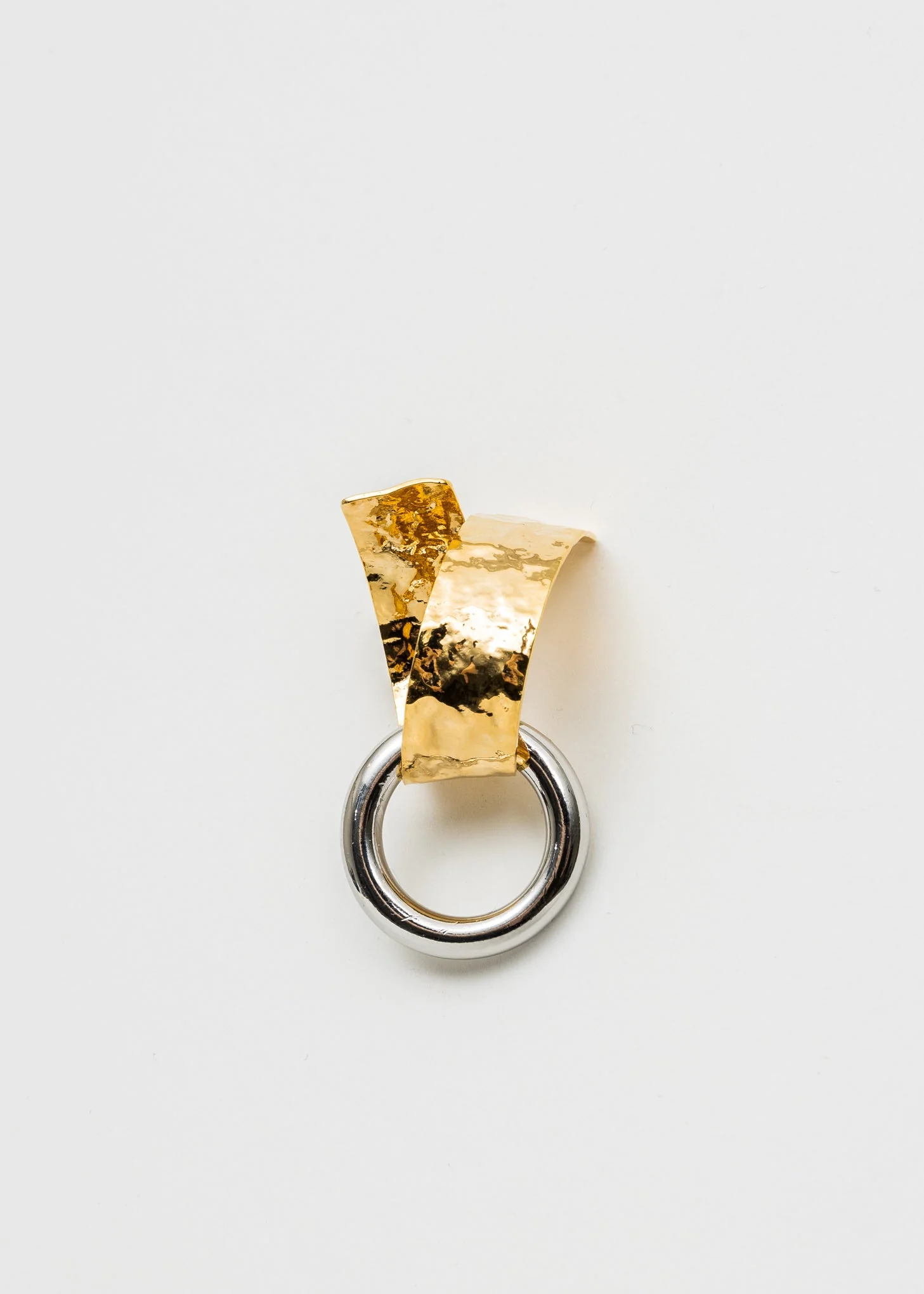 Gold Square and Silver Loop Earring - Single