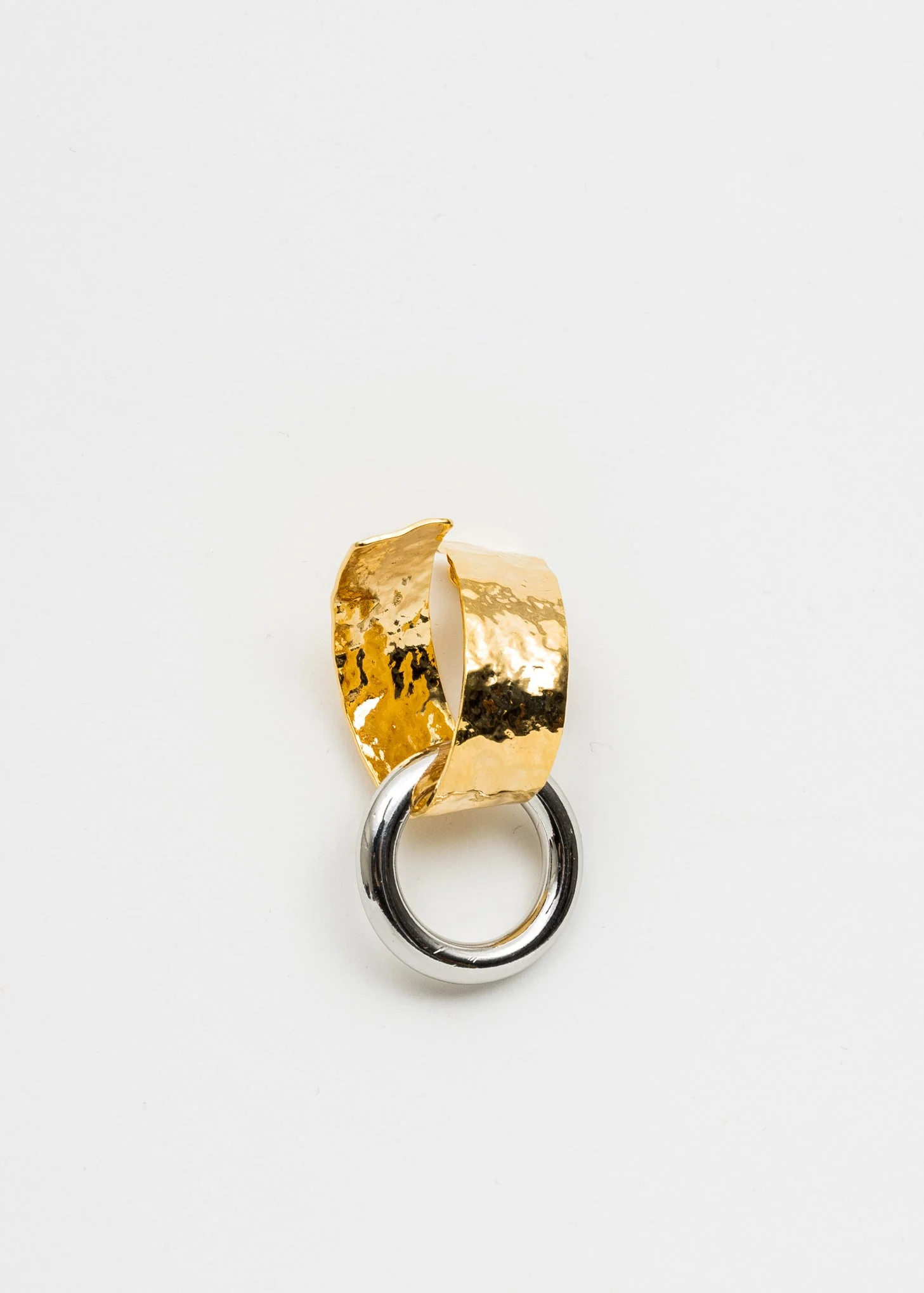 Gold Square and Silver Loop Earring - Single - Image 4