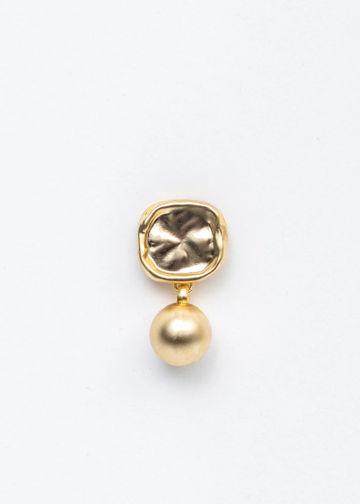 Gold Stamp And Ball Earring - Single