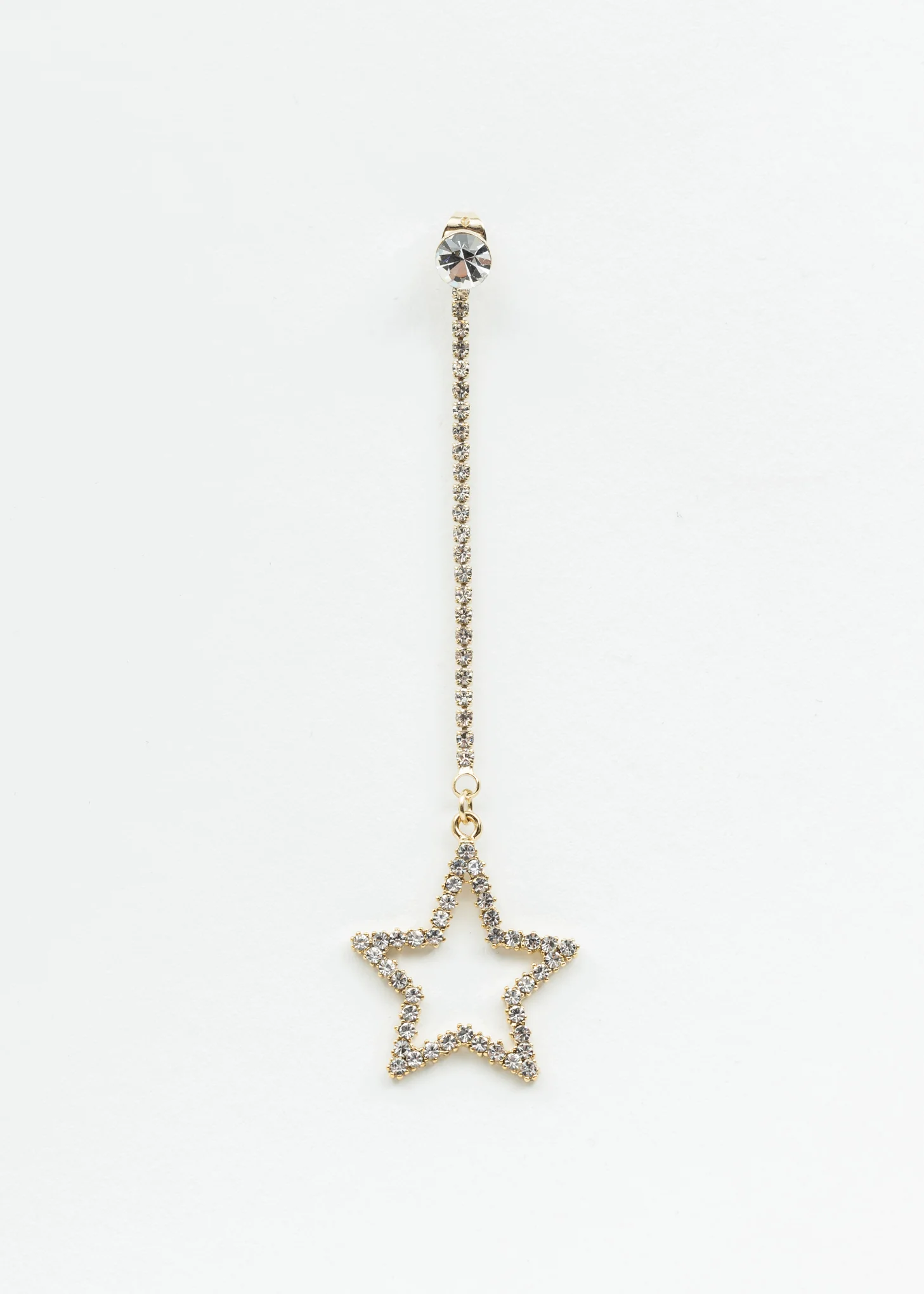 Gold Rhinestone Star Earring - Single