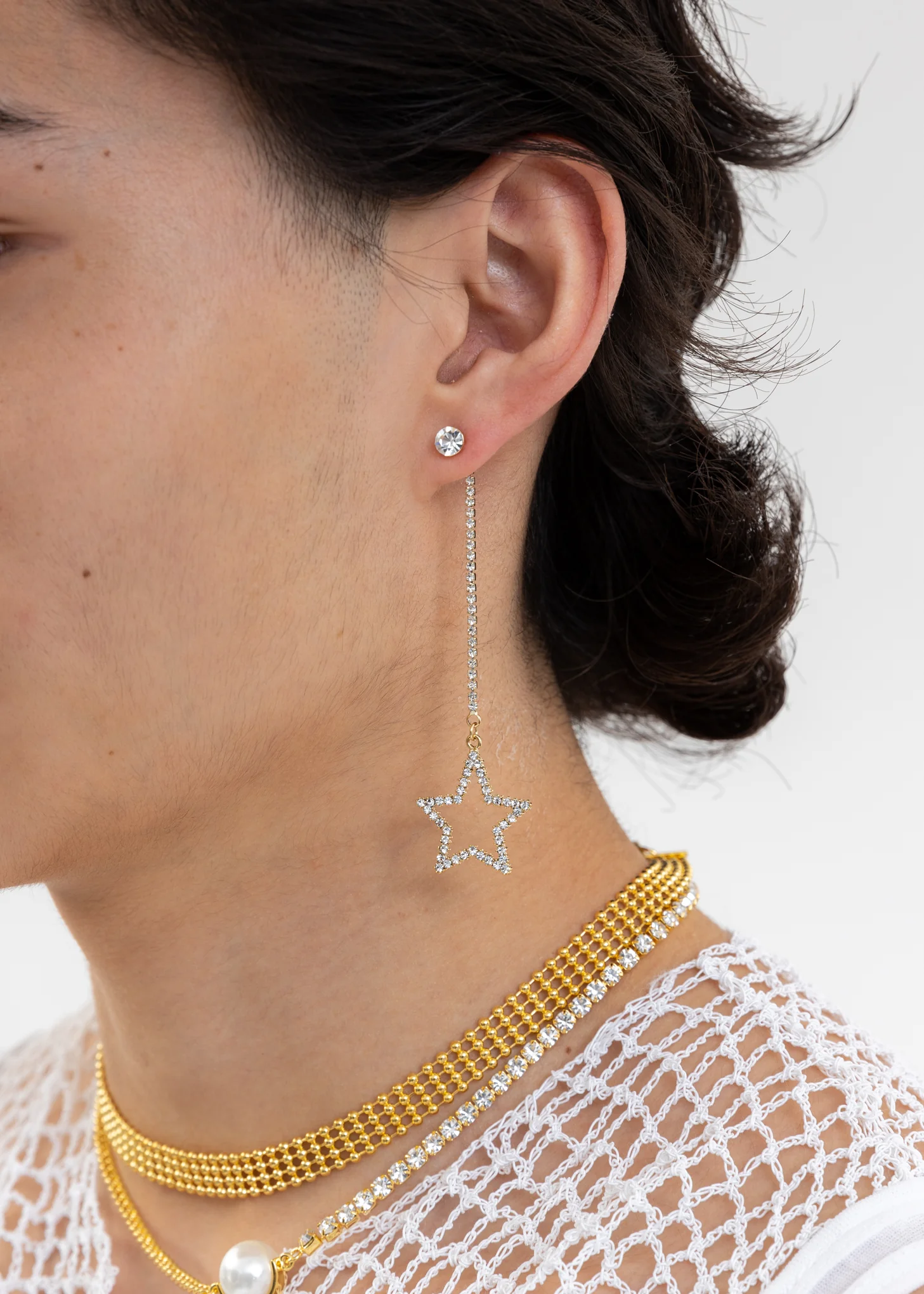 Gold Rhinestone Star Earring - Single - Image 4
