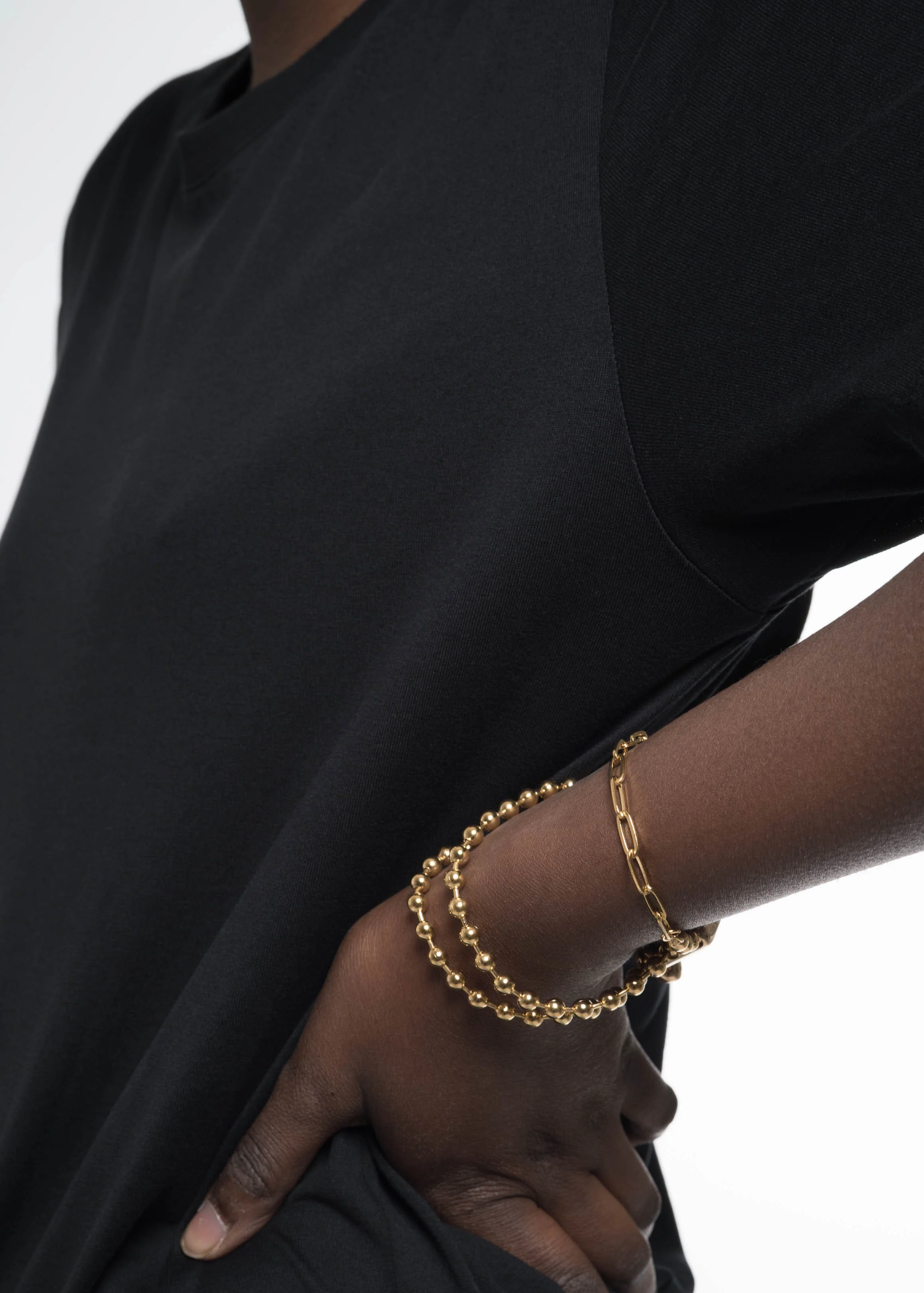 Gold Triple Ball Chain Bracelet - Image 3