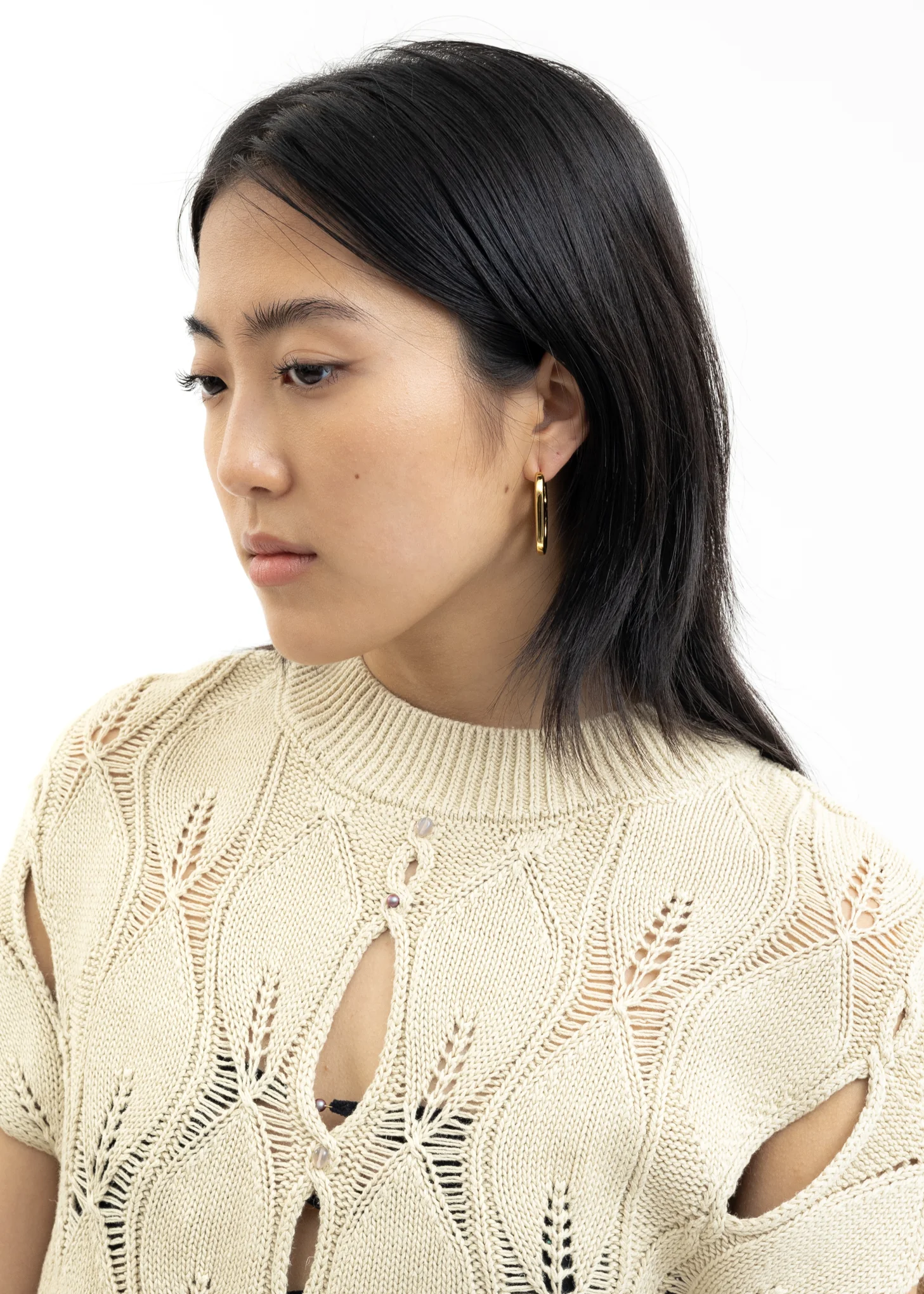Gold Two Ways Hearts Earring -Single - Image 4