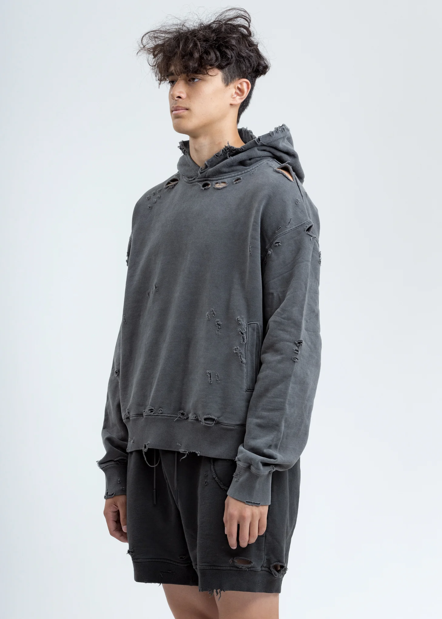 Grey Agitator Distressed Hoodie - Image 3