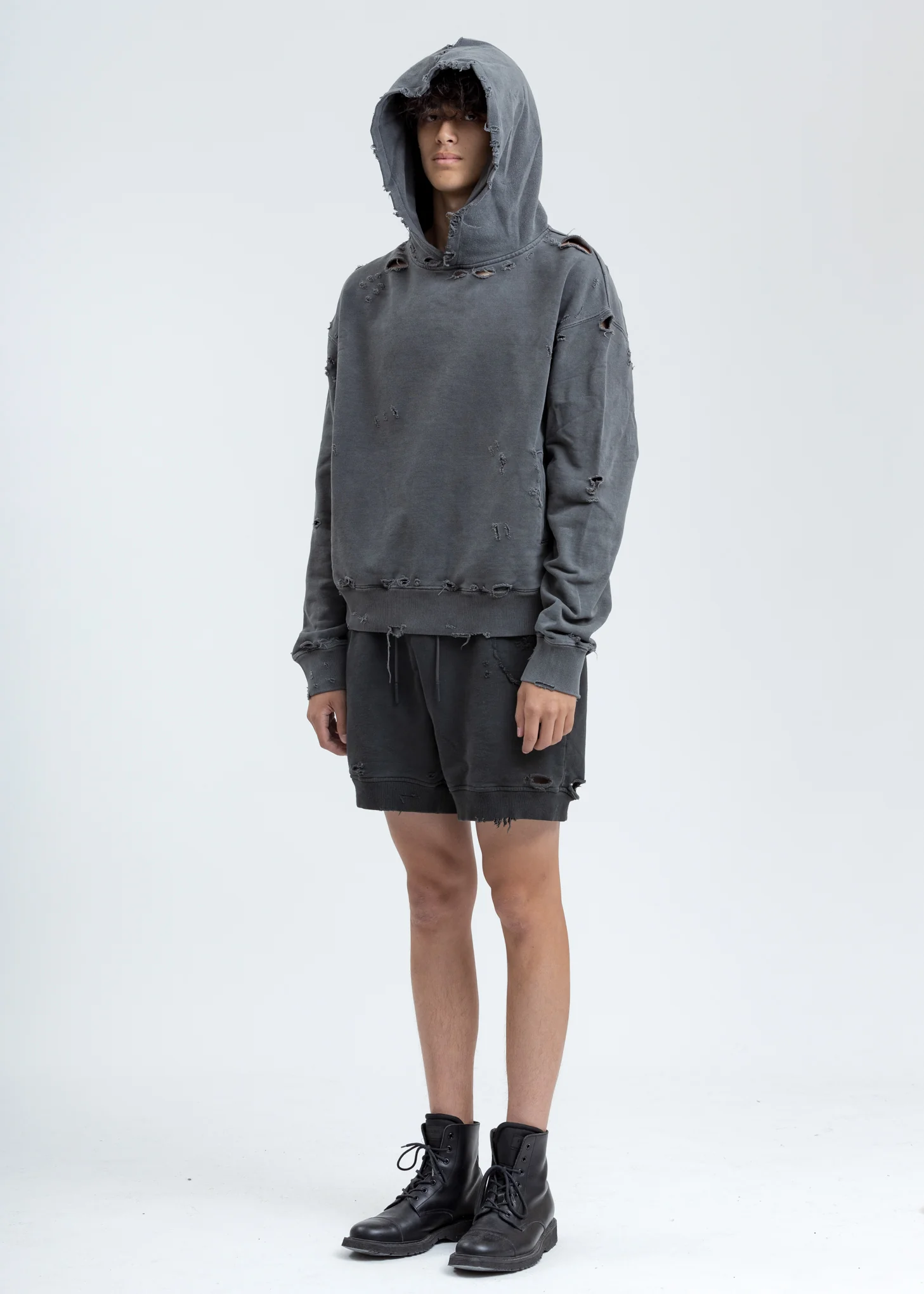 Grey Agitator Distressed Hoodie - Image 7