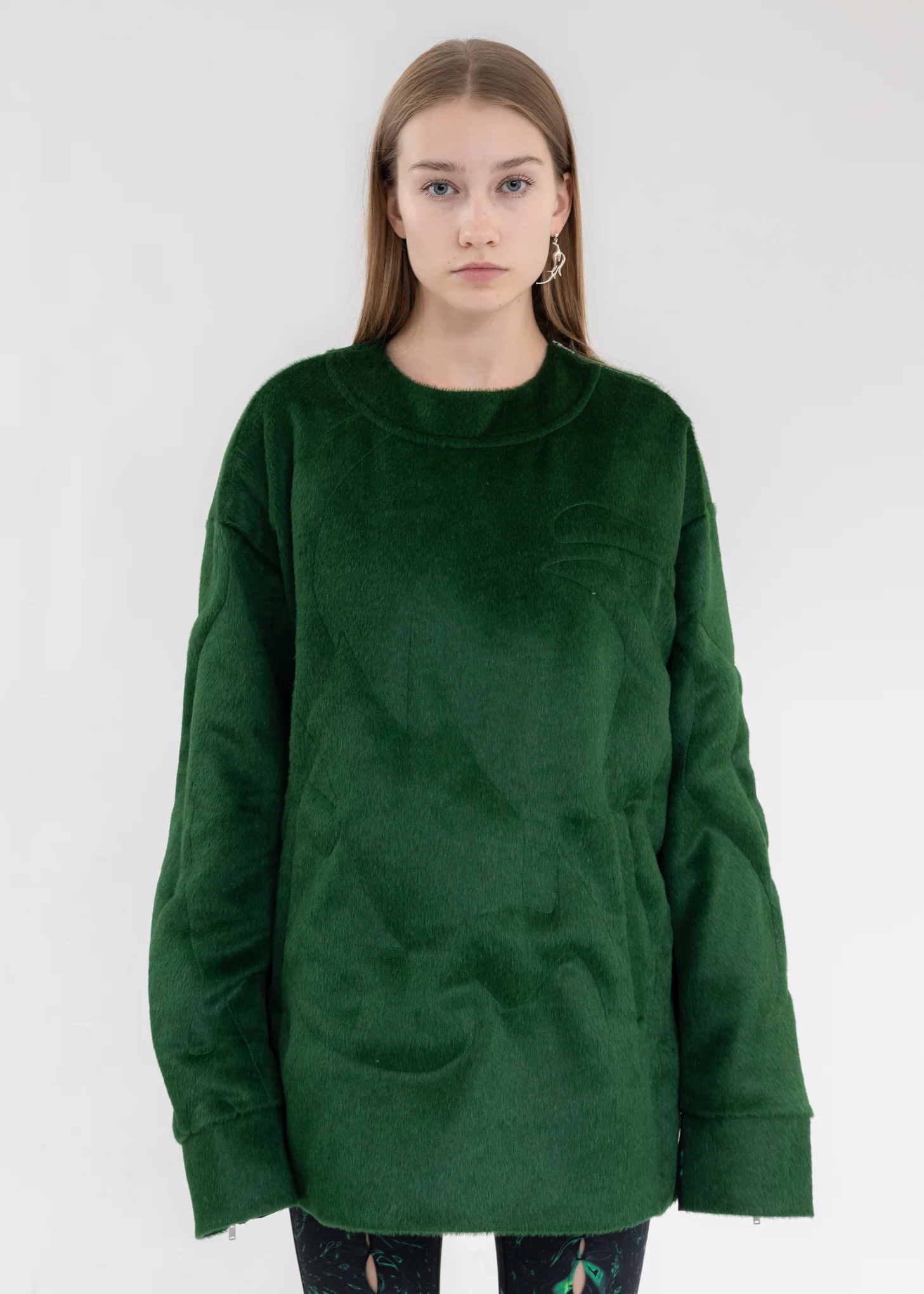 Green 3D STRUCTURE SWEATER