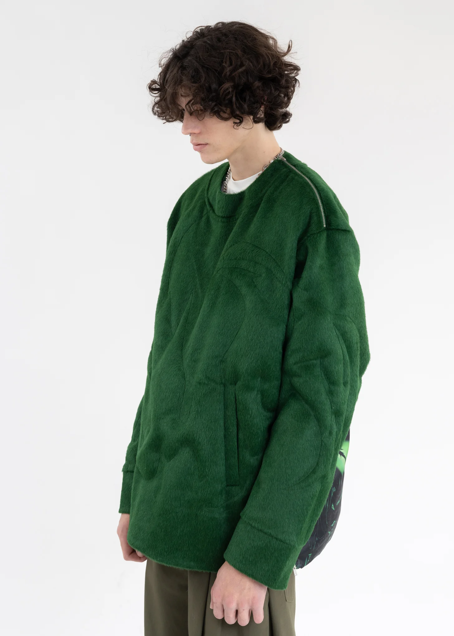 Green 3D STRUCTURE SWEATER - Image 3