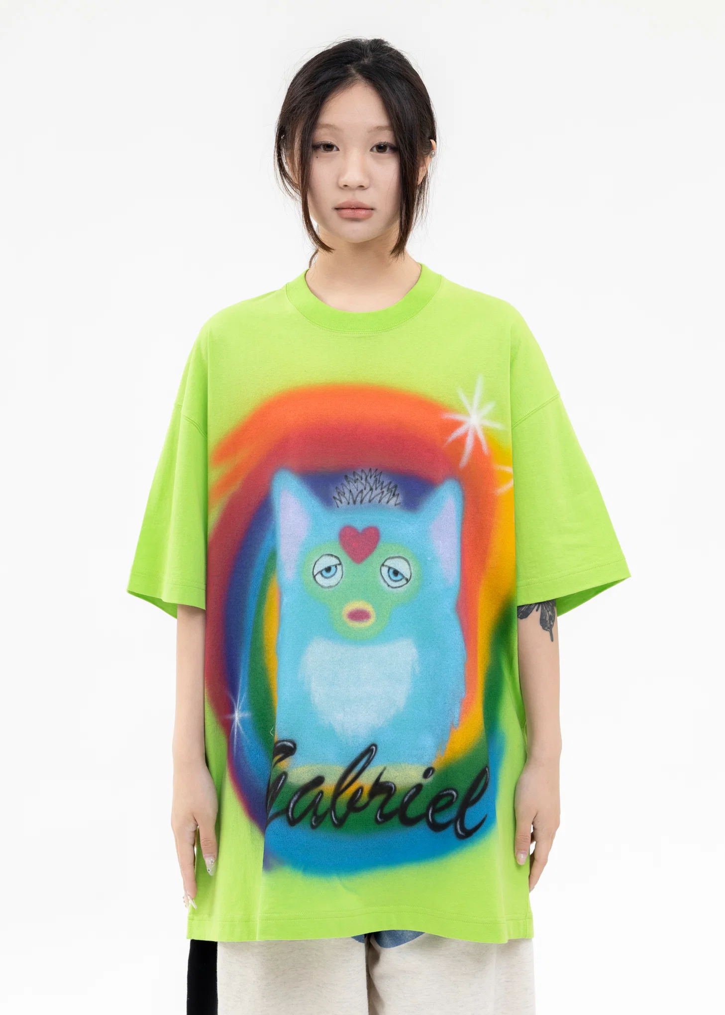 GREEN AIRBRUSH GABRIEL TEE